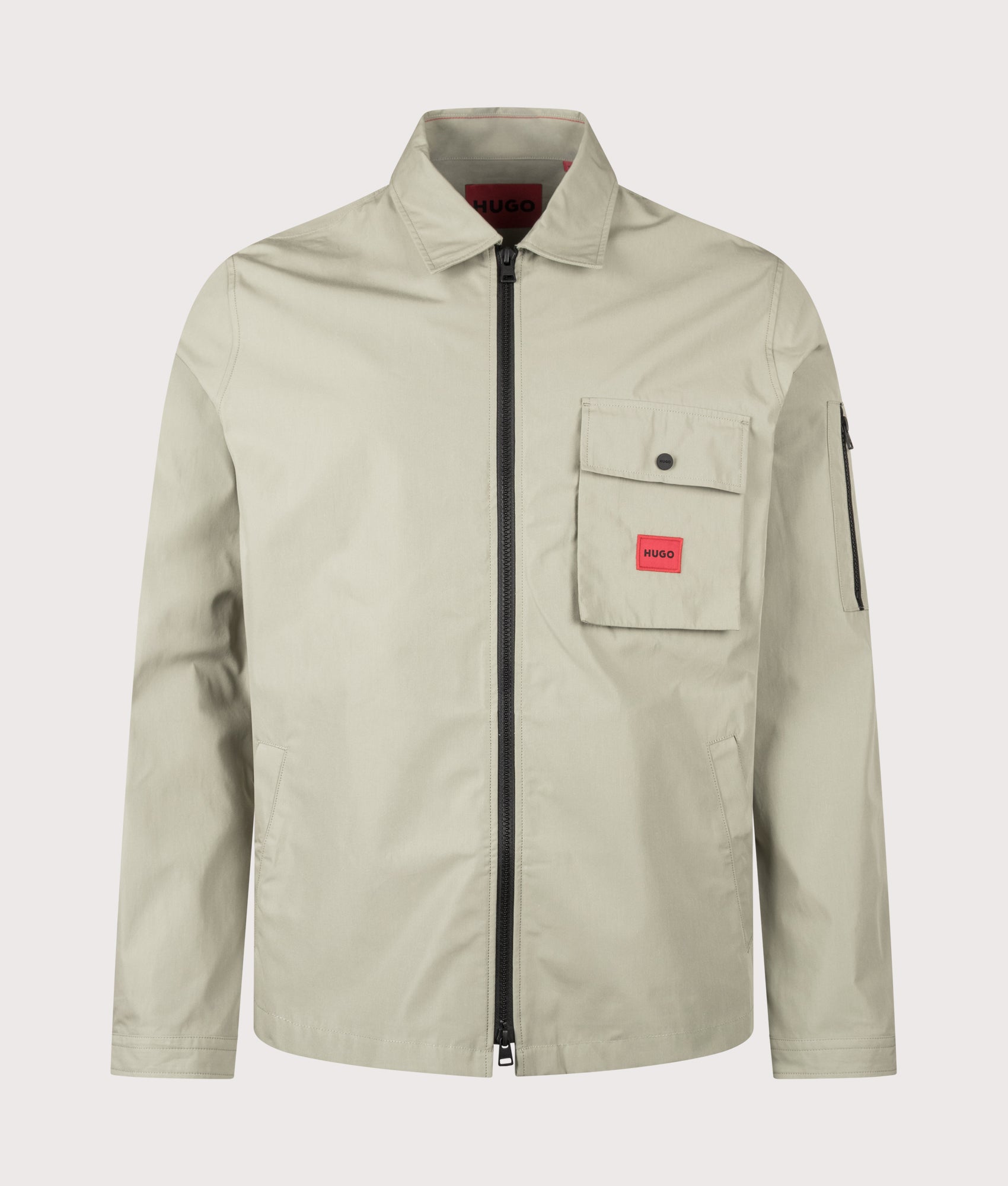 Zip Through Emmond Overshirt in Light/Pastel Green by HUGO. Shot by EQVVS. Front shot.