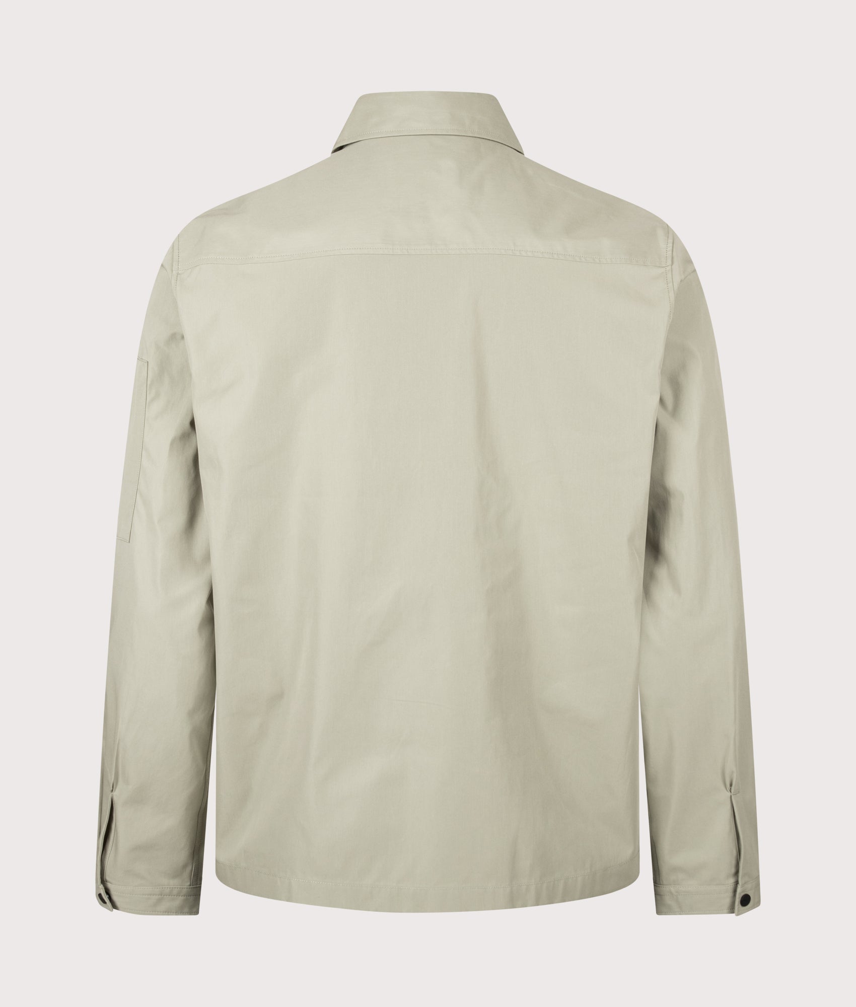 Zip Through Emmond Overshirt in Light/Pastel Green by HUGO. Shot by EQVVS. Back shot.