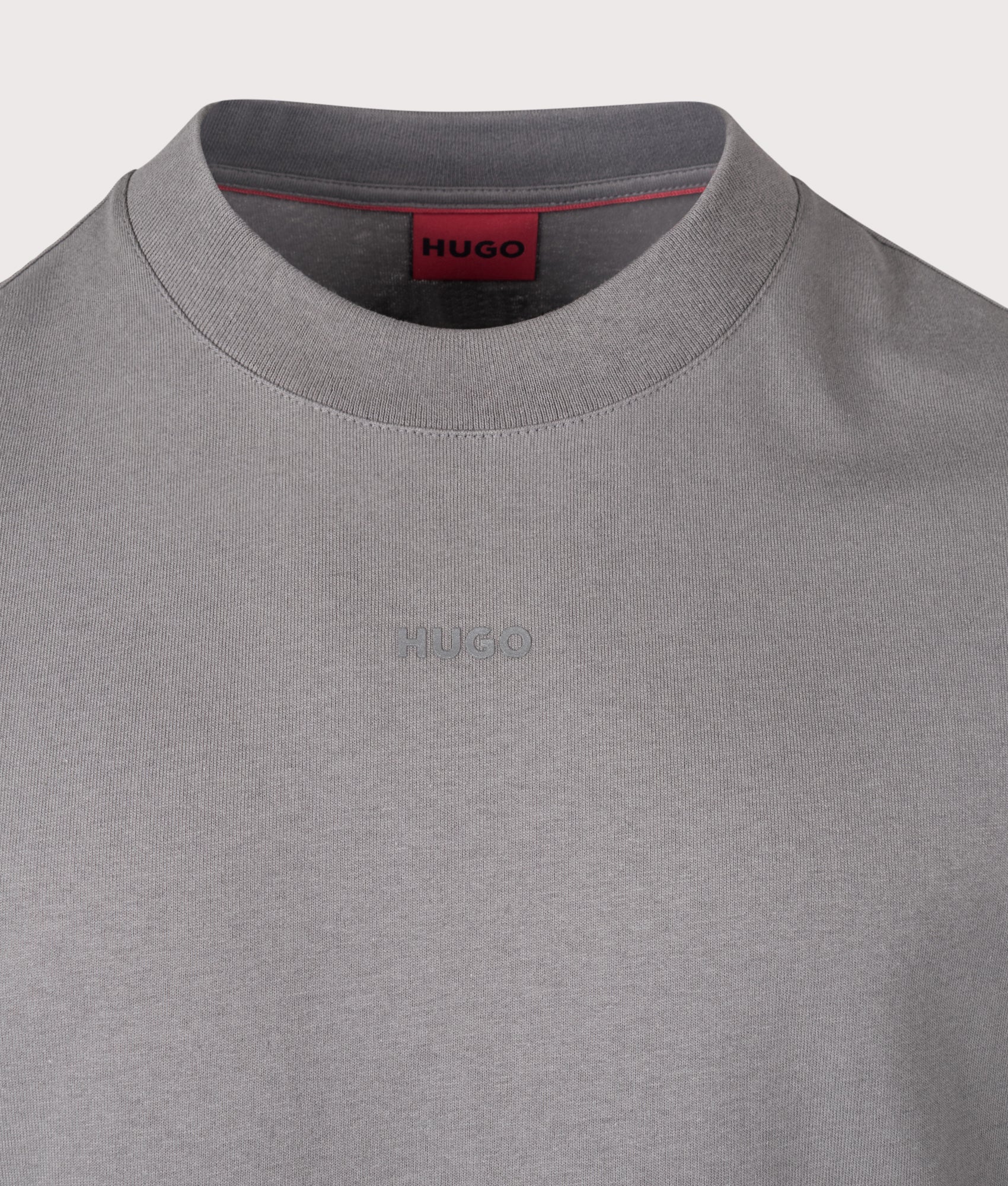 HUGO Relaxed Fit Dapolino T-Shirt in Dark Grey at EQVVS Menswear. Front shot.