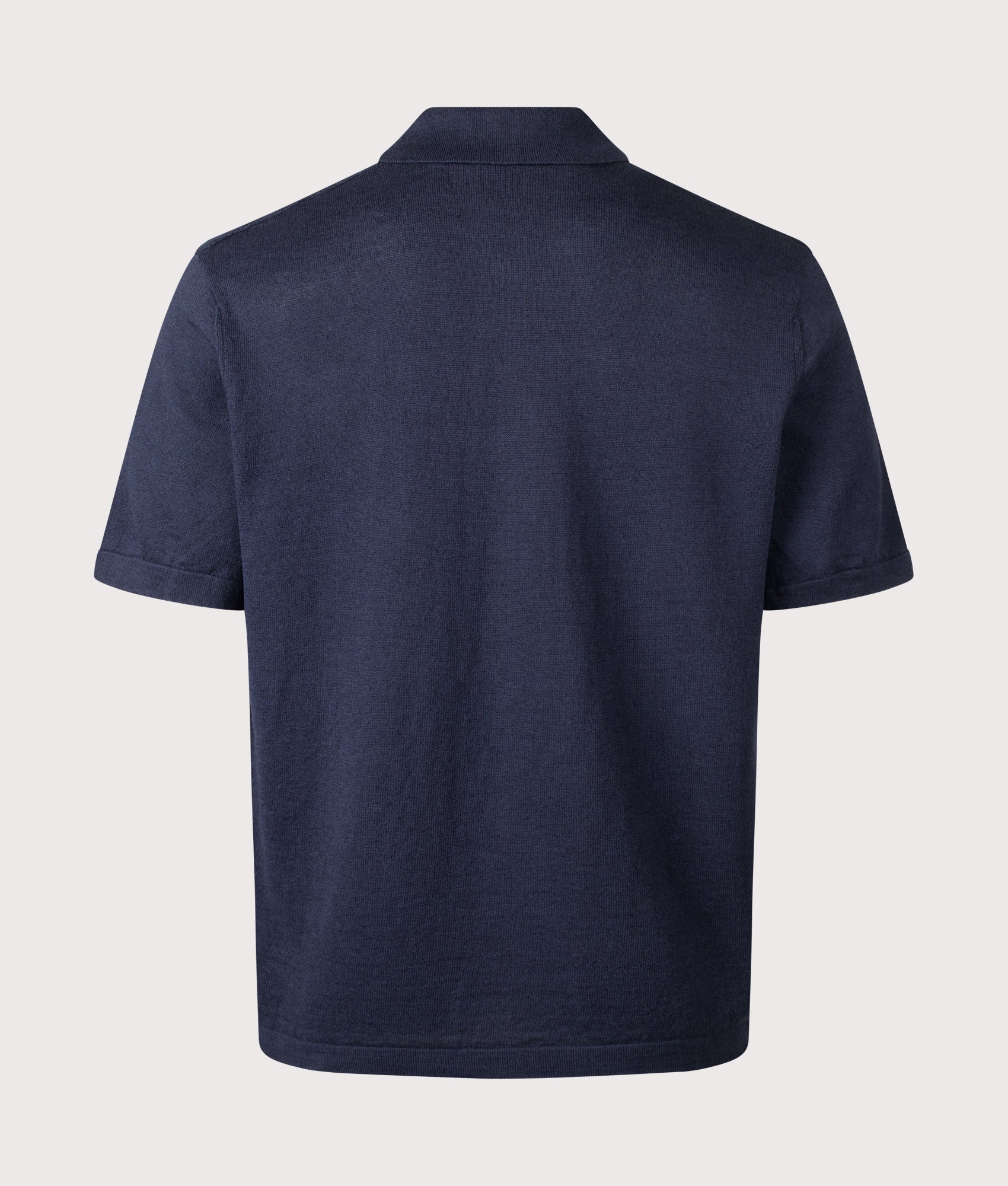 Amicino Short Sleeve Shirt in Dark Blue by BOSS. Shot by EQVVS. Back shot.