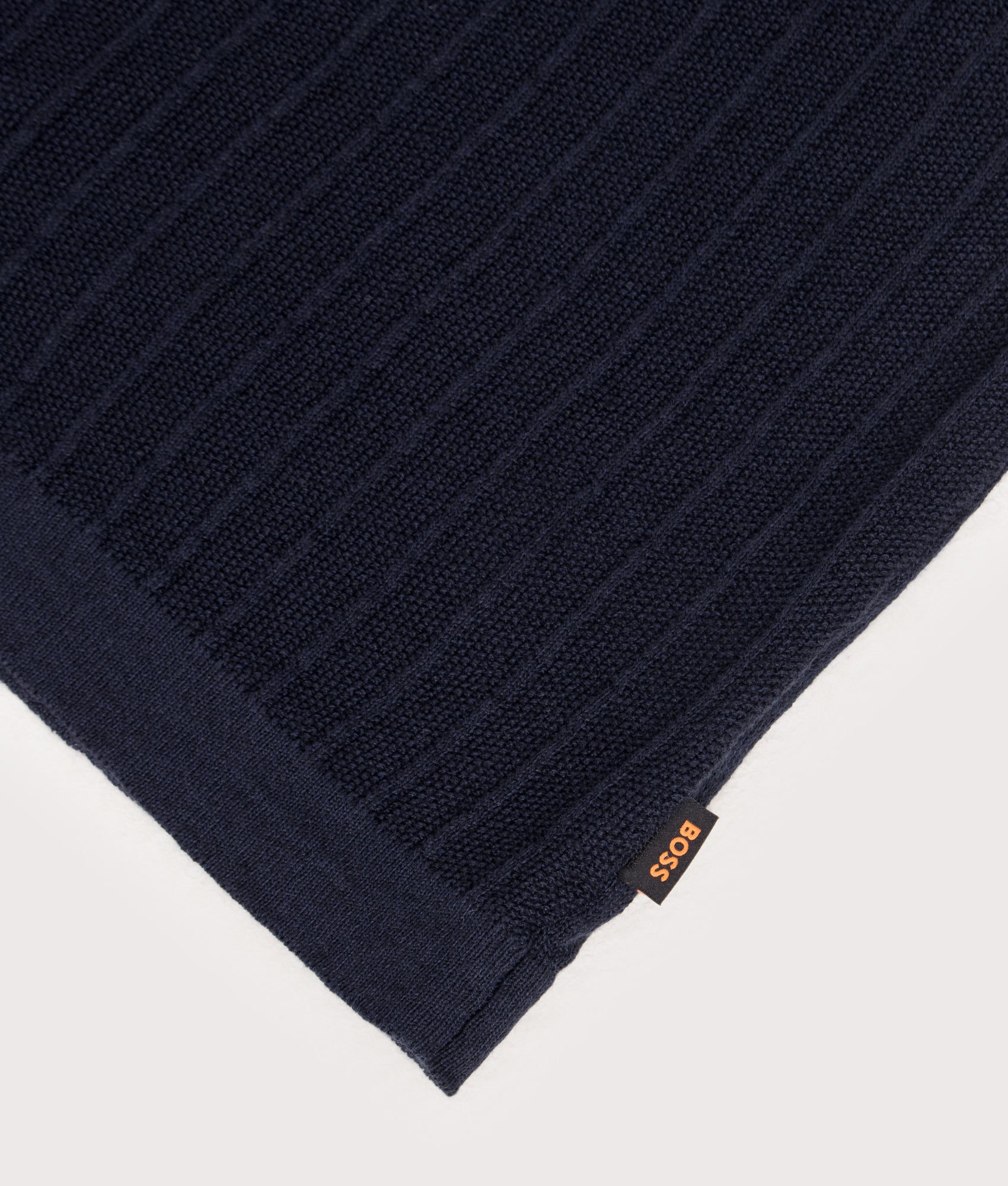 Amicino Short Sleeve Shirt in Dark Blue by BOSS. Shot by EQVVS. Detail shot.