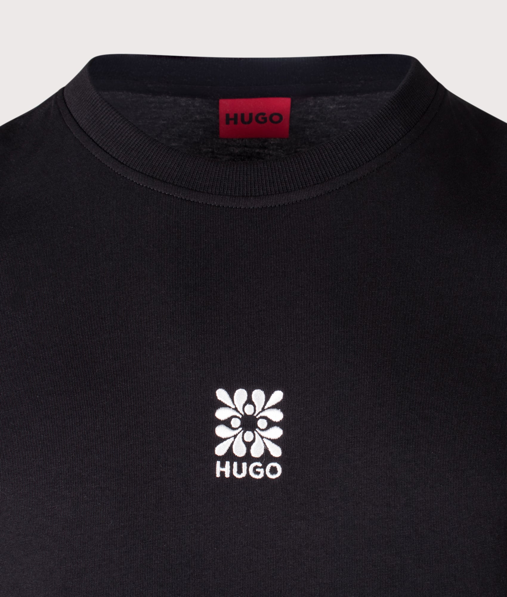 Darusi T-Shirt in Black by HUGO. Shot by EQVVS. Detail Shot.