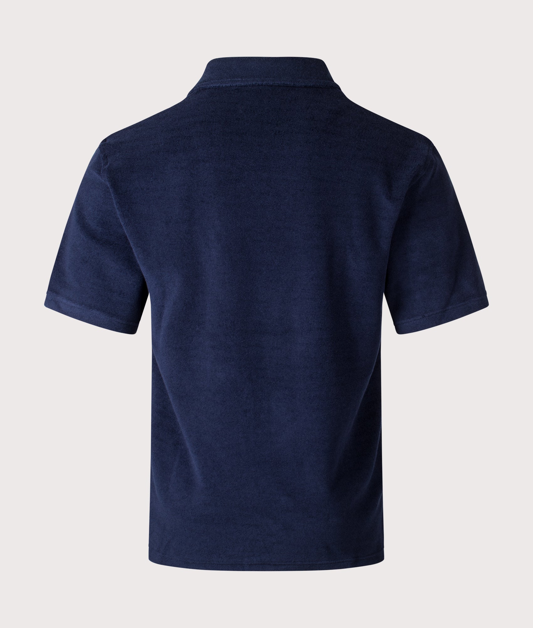 BOSS Iconic Polo Shirt in Navy at EQVVS Menswear. Back shot.