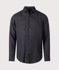 Regular Fit Linen Shirt: 001 Black 