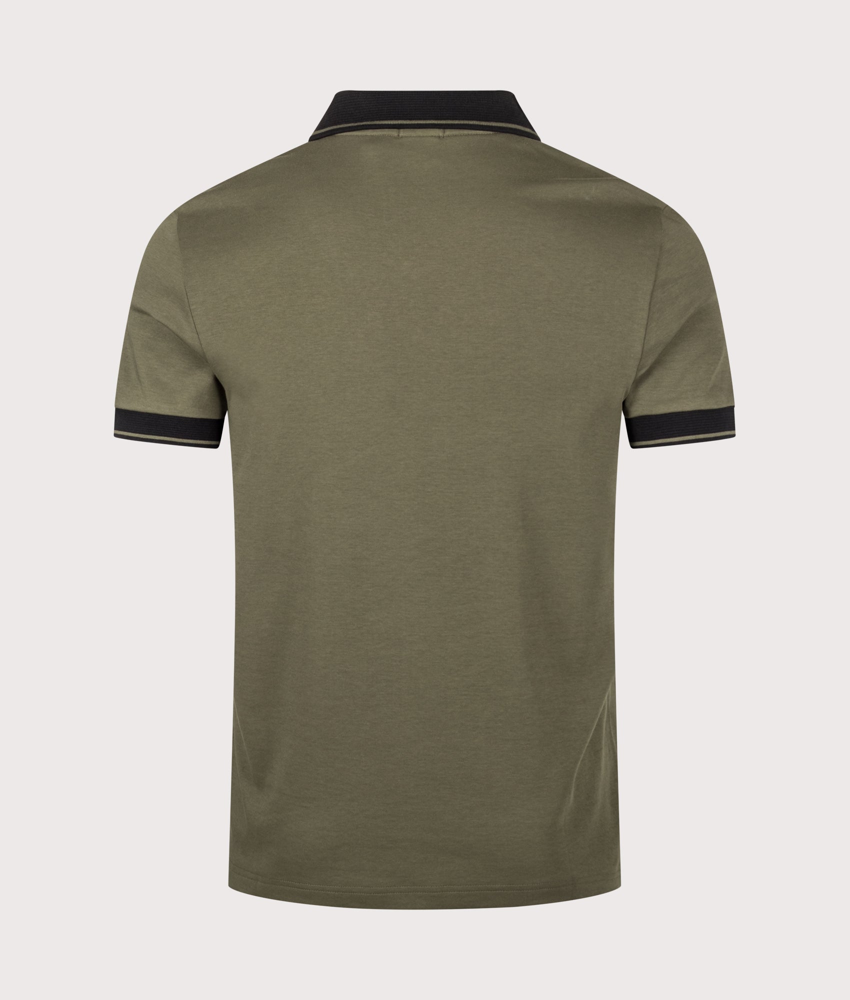 BOSS Slim Fit Network Paule Polo Shirt in Open Green at EQVVS Menswear. Back shot.