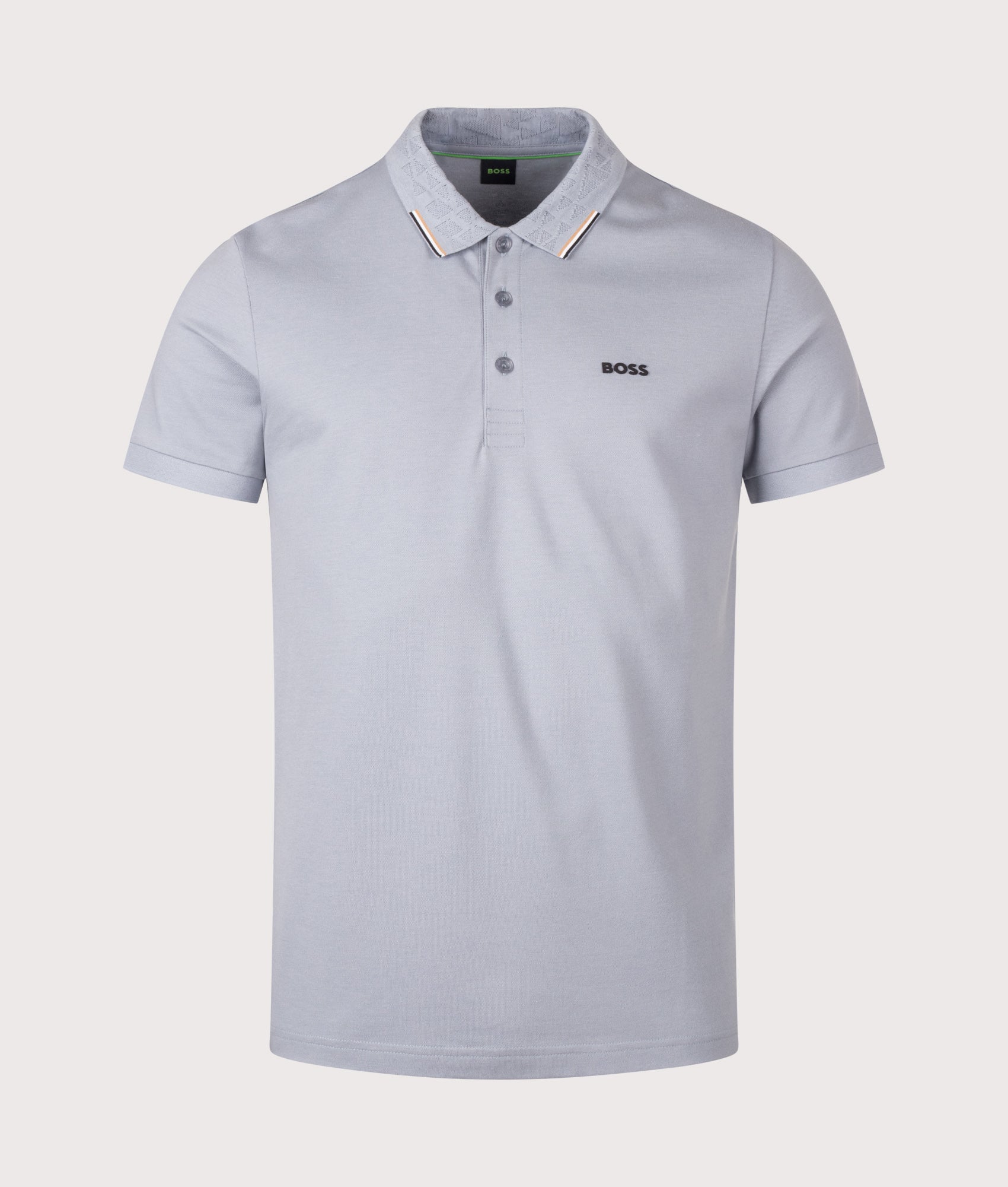 BOSS Swing Paddy Polo Shirt in Dark Grey at EQVVS Menswear. Front shot.