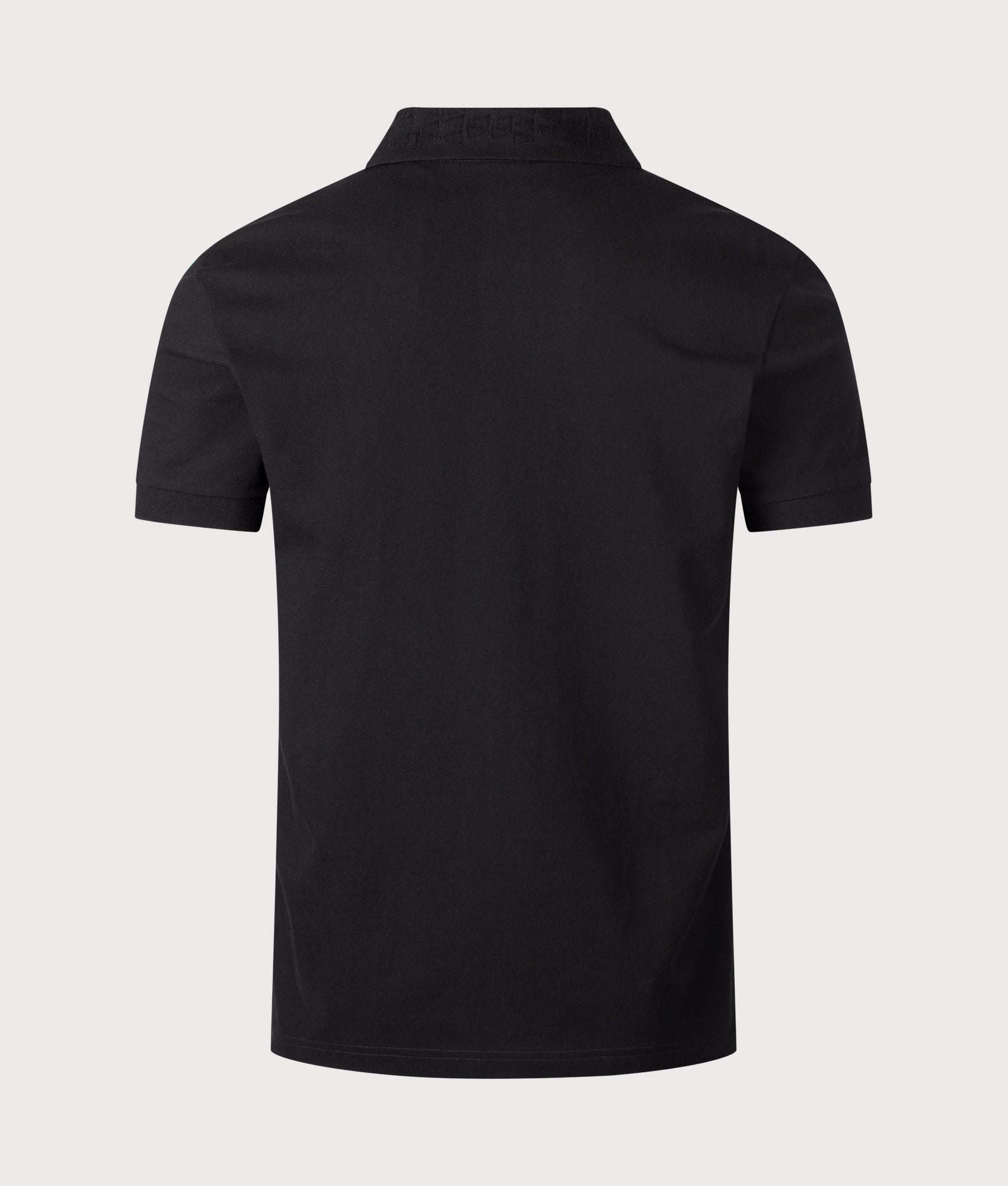 BOSS Swing Paddy Polo Shirt in Black at EQVVS Menswear. Back shot.