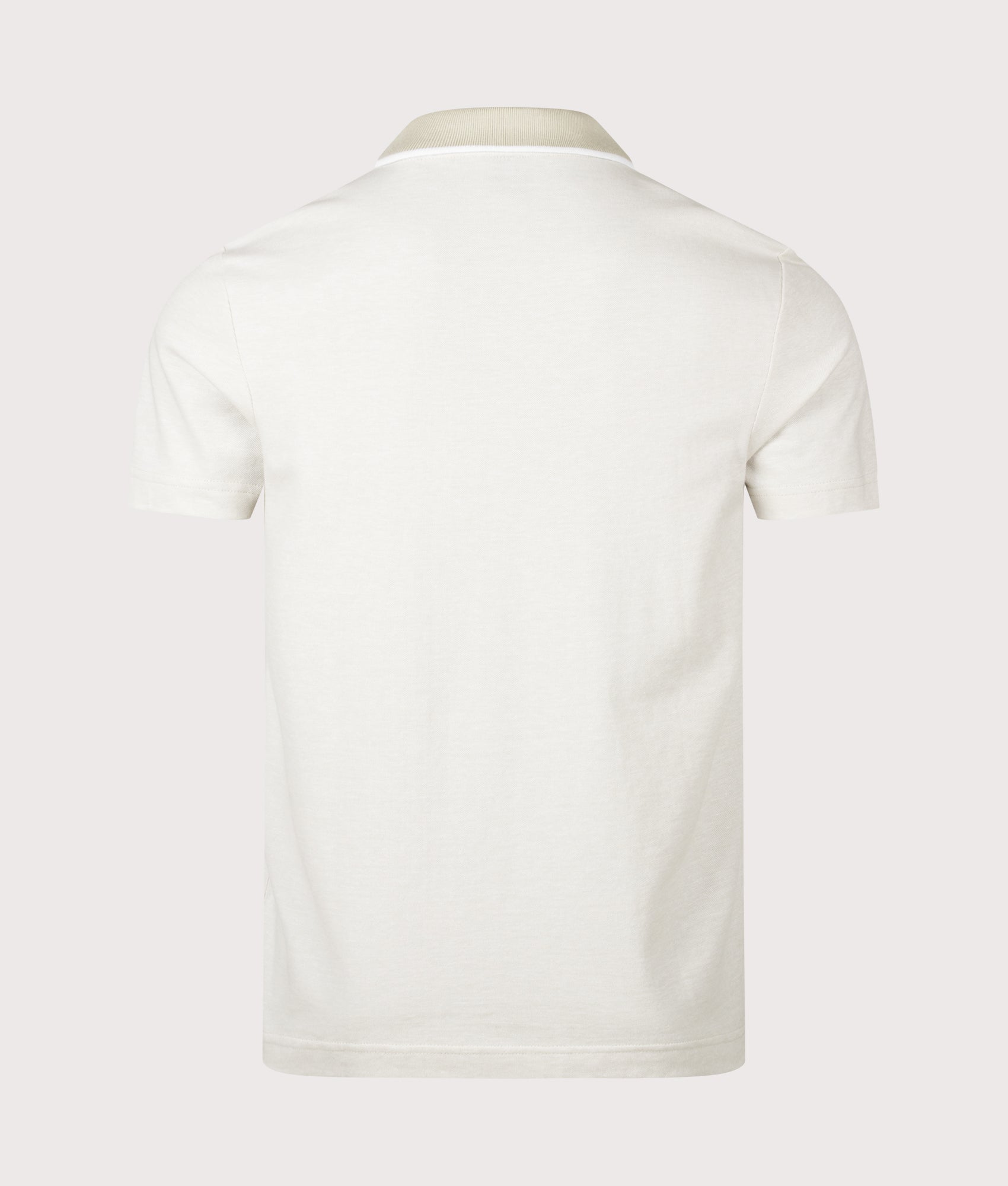 BOSS Passerford Polo Shirt in Light Beige at EQVVS Menswear. Back shot.