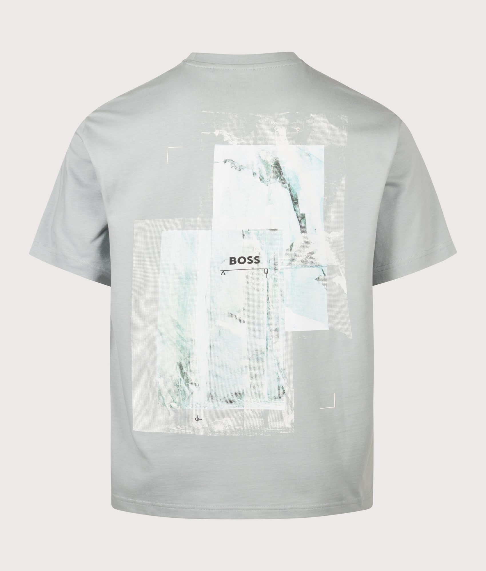 BOSS Relaxed Fit Te Frame T-Shirt in Open Grey at EQVVS Menswear. Back shot.