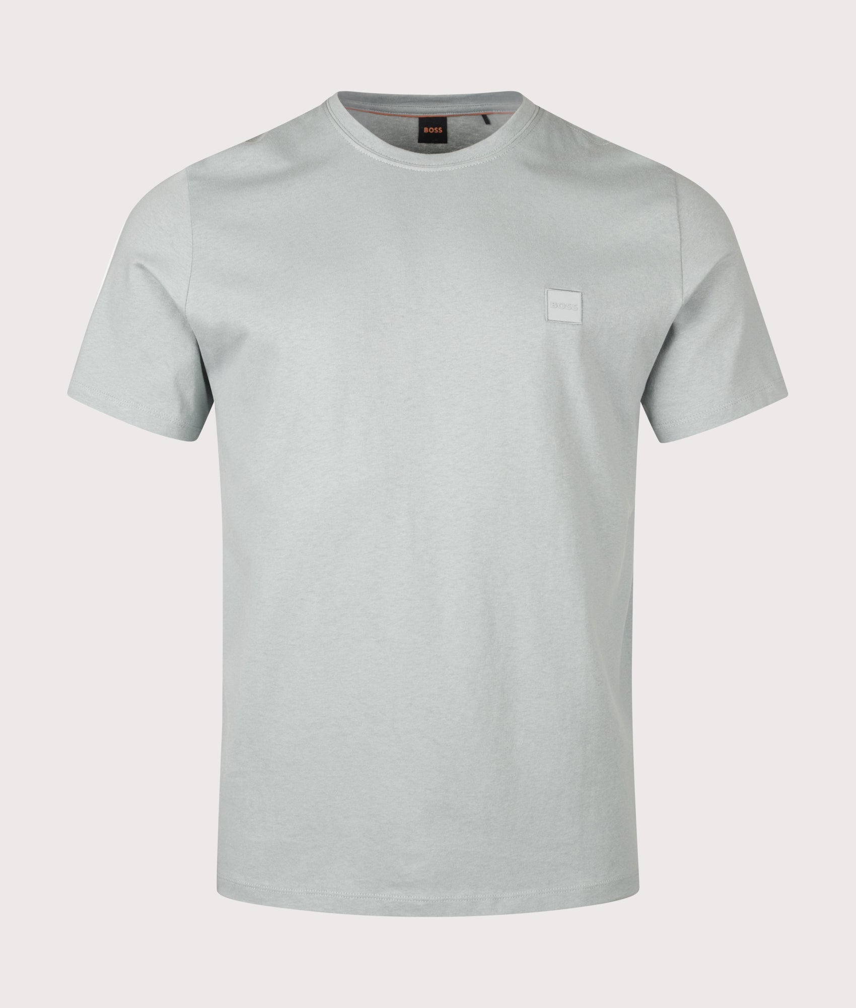 BOSS Regular Fit Tales T-Shirt in Open Grey at EQVVS Menswear. Front shot.