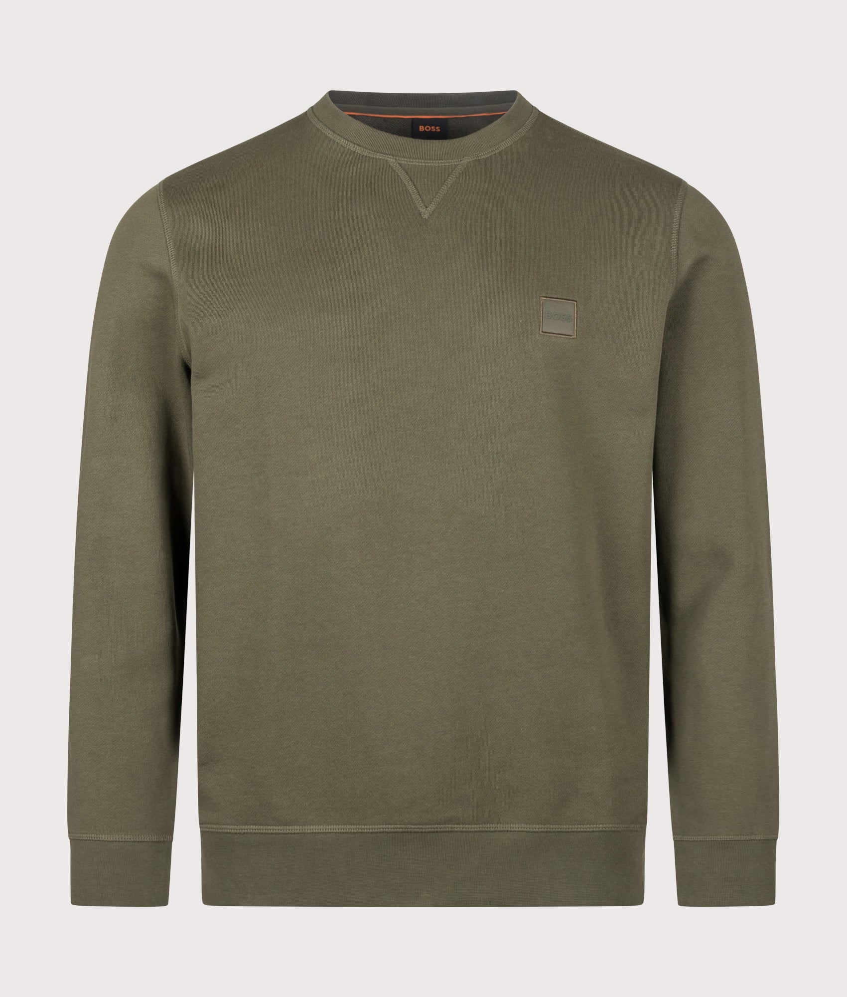 BOSS Westart Sweatshirt in Bright Green at EQVVS Menswear. Front shot.