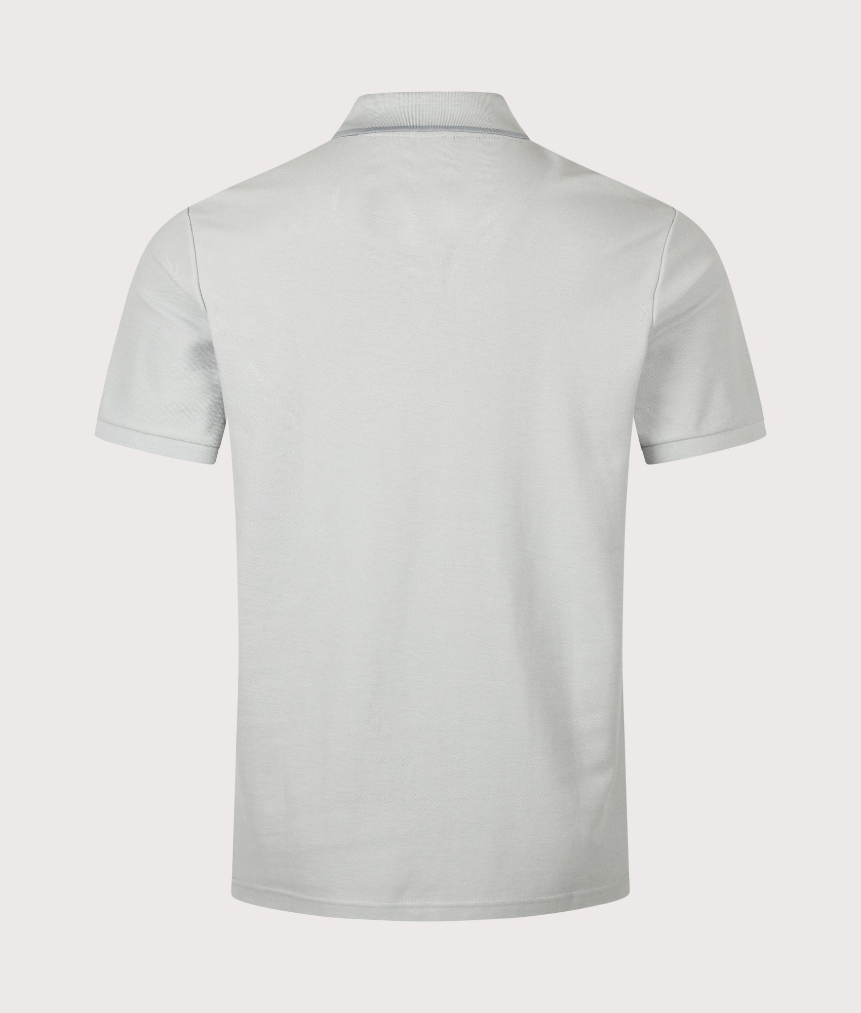 BOSS Regular Fit Phoenix Polo Shirt in Open Grey at EQVVS Menswear. Back shot.