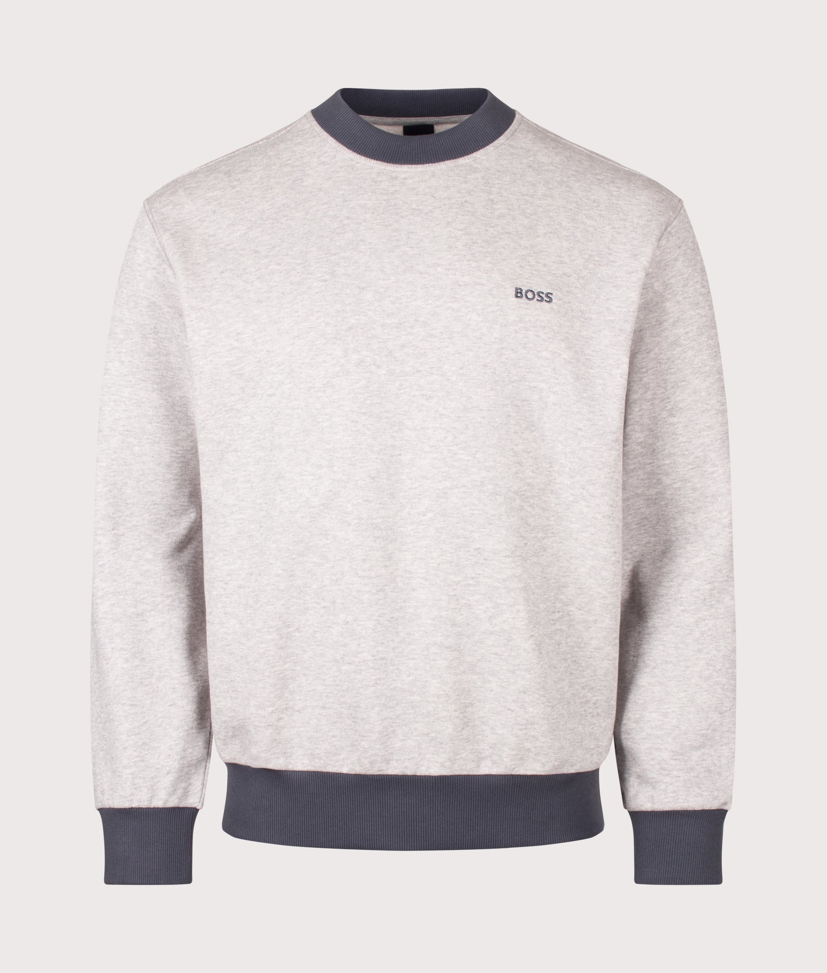 BOSS We Edge Sweatshirt in Open Grey at EQVVS Menswear. Front shot.