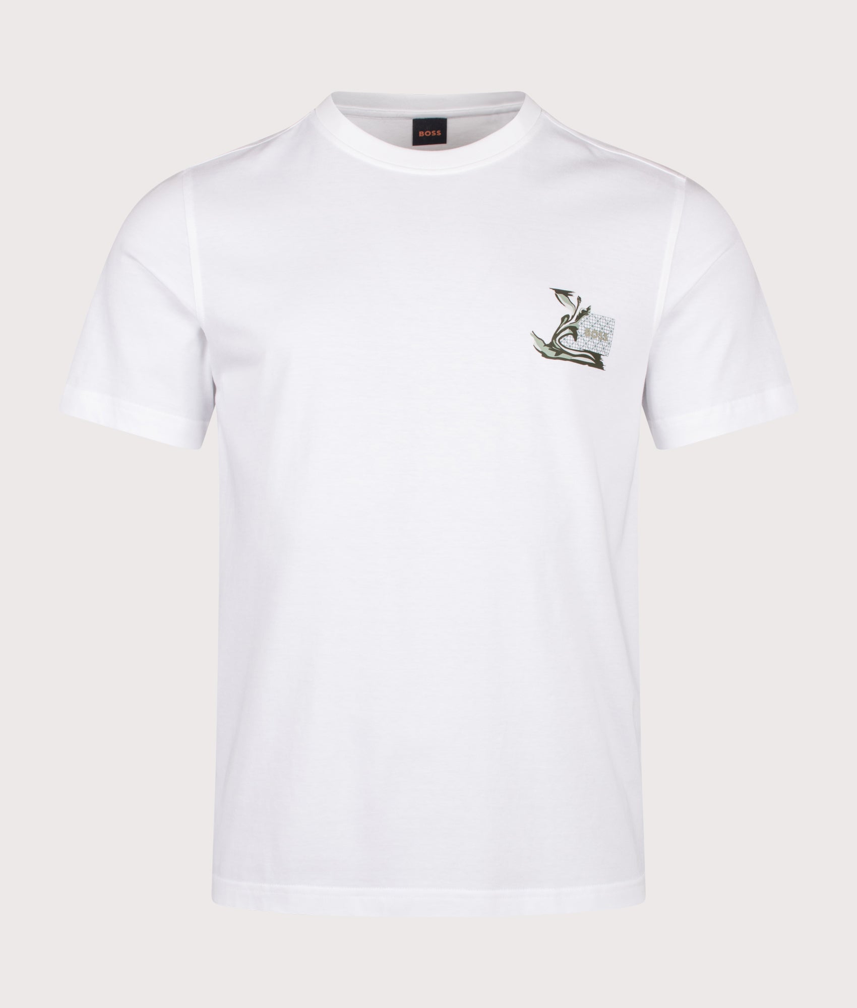 BOSS Te Blueprint T-Shirt in White at EQVVS Menswear. Front shot.