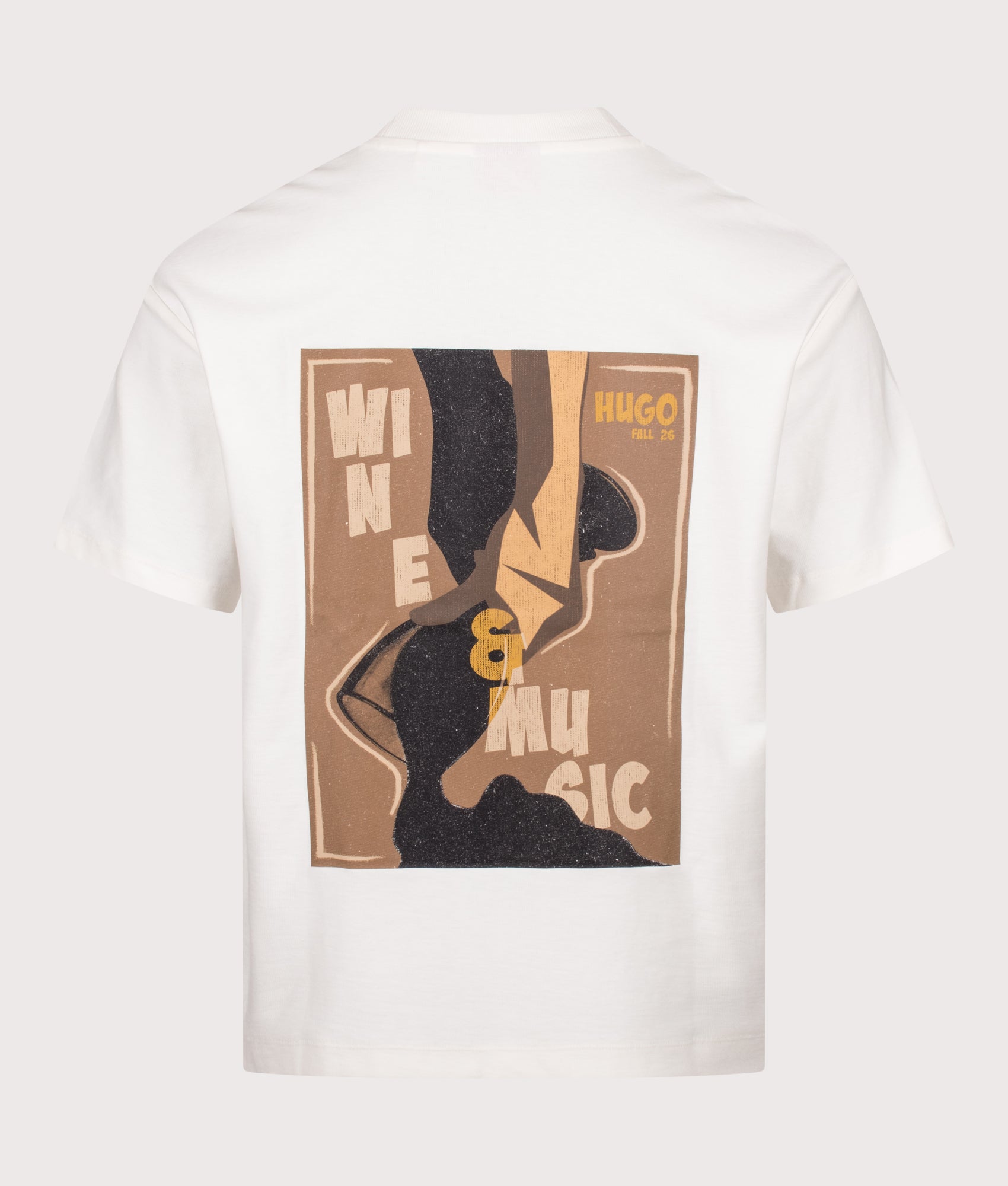 HUGO Relaxed Fit Detzi T-Shirt in Natural at EQVVS Menswear. Back shot.