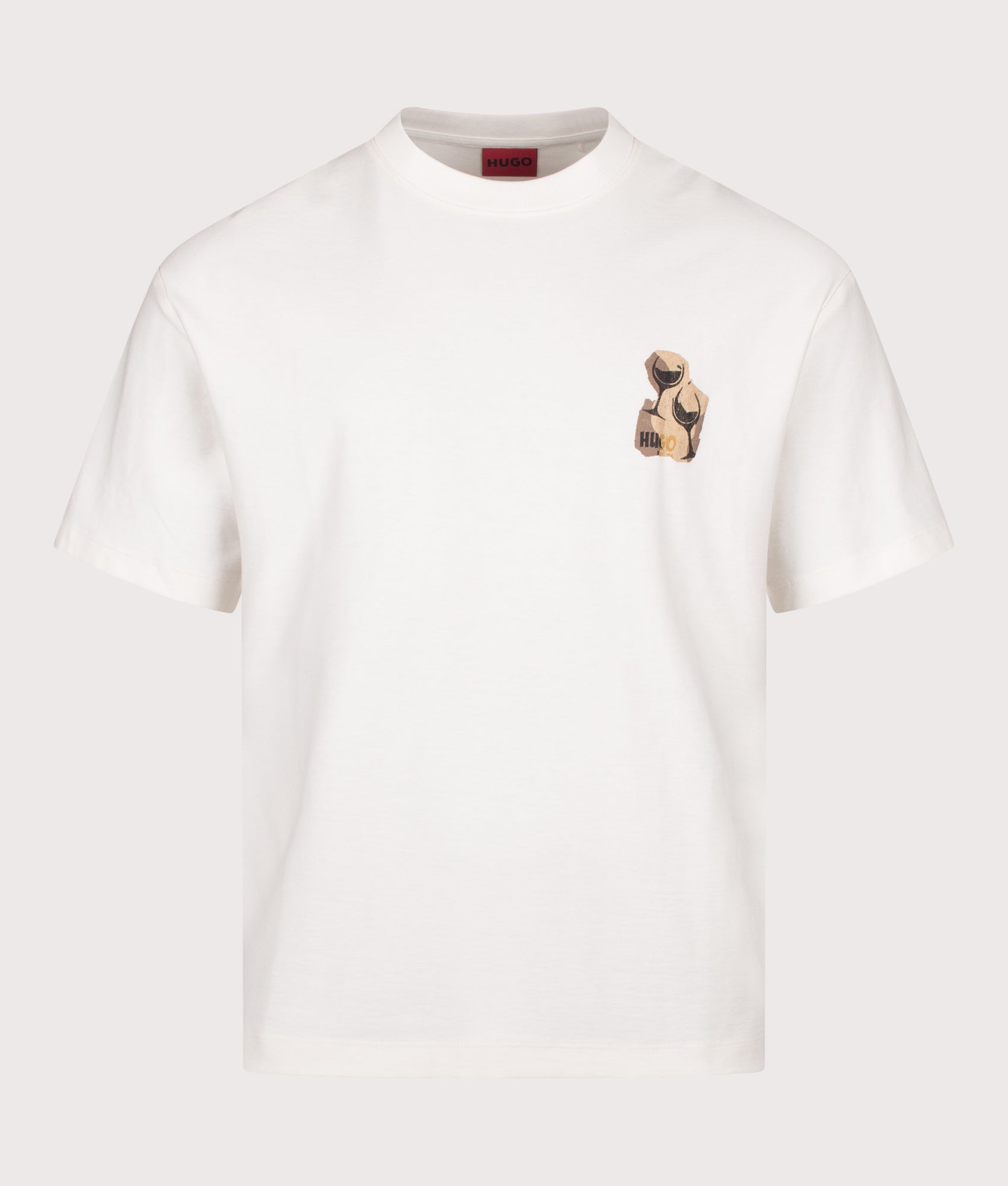 HUGO Relaxed Fit Detzi T-Shirt in Natural at EQVVS Menswear. Front shot.