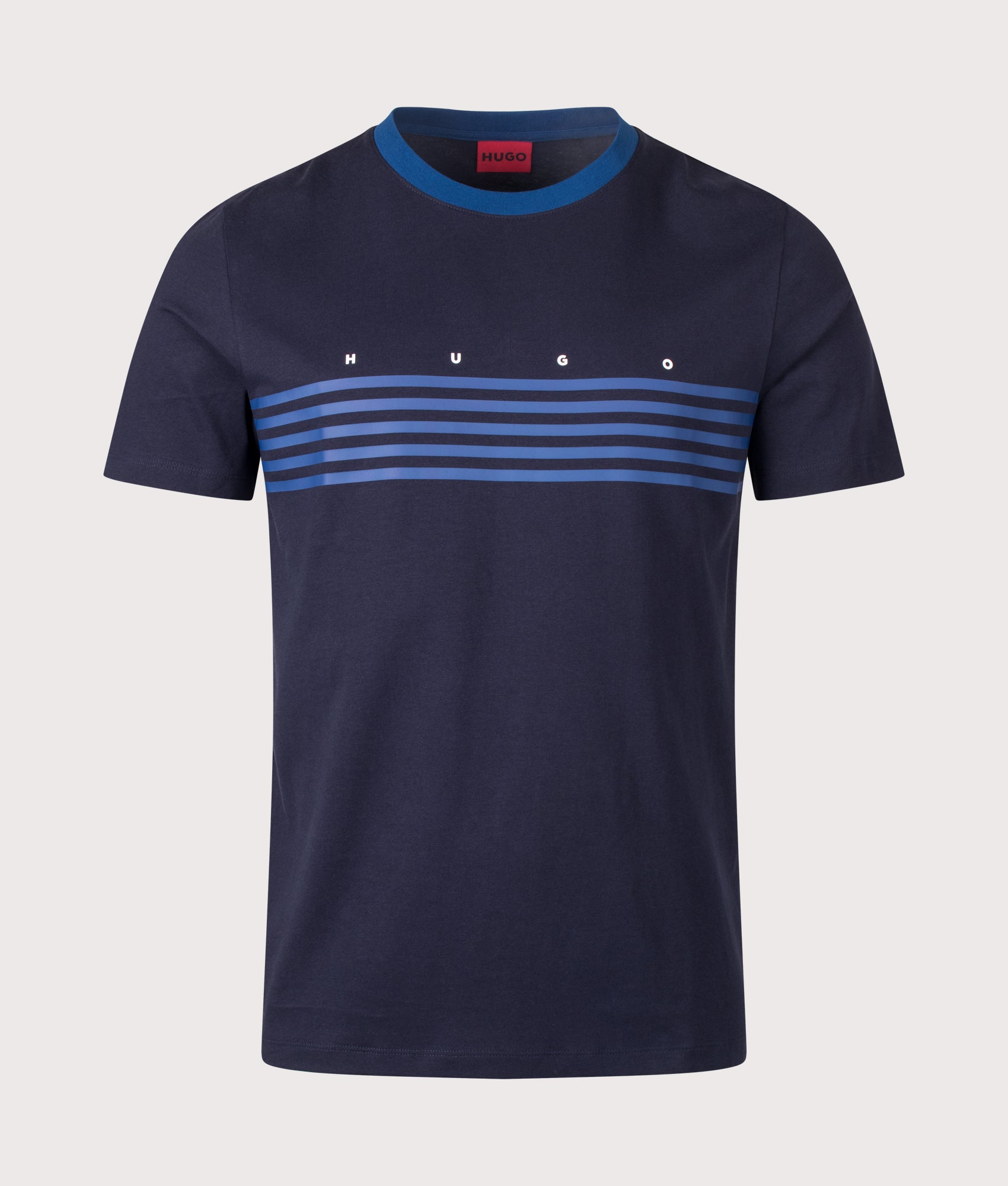 HUGO Dempsy T-Shirt in Dark Blue at EQVVS Menswear. Front shot.