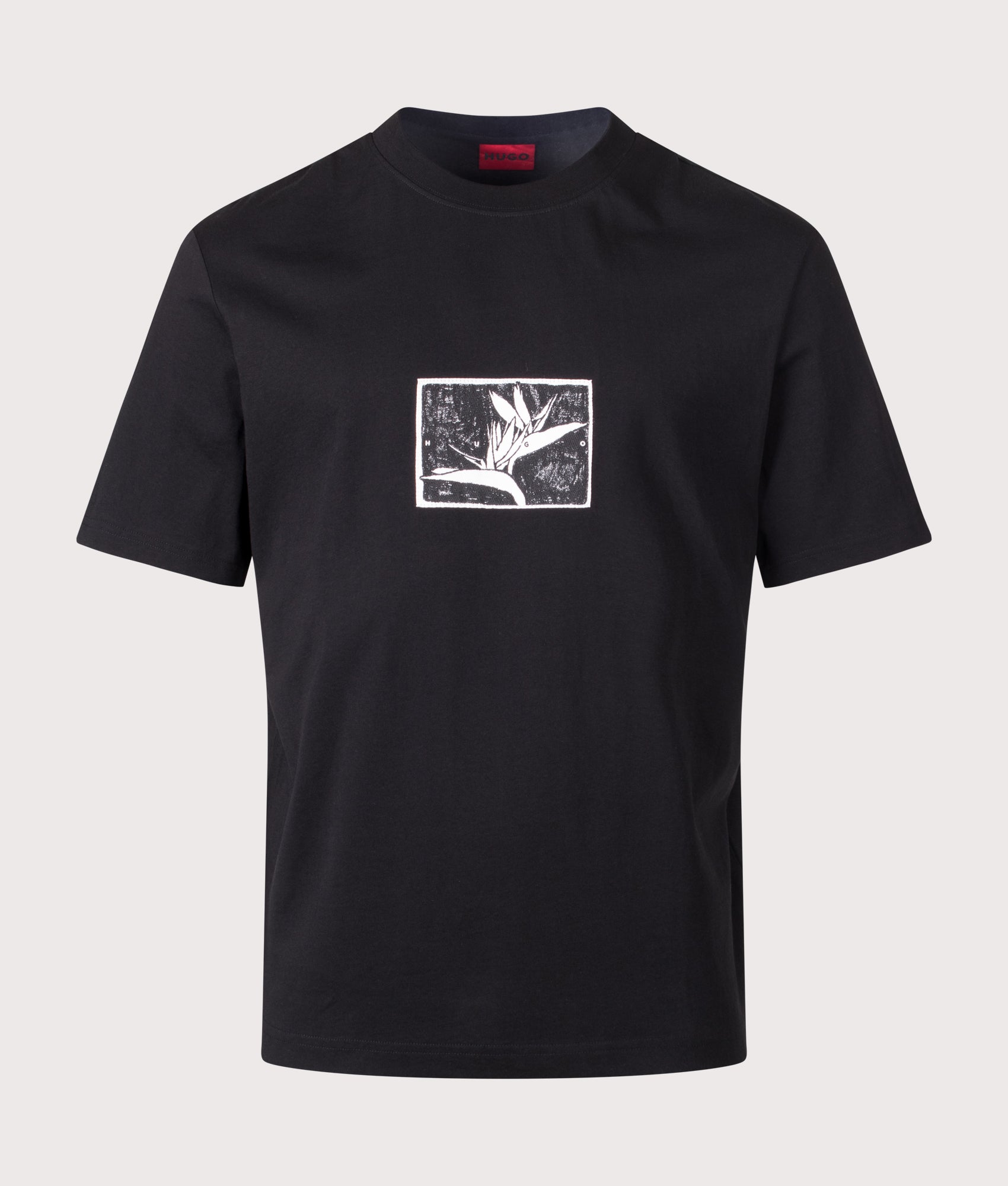 HUGO Relaxed Fit Darise T-Shirt in Black at EQVVS Menswear. Front shot.