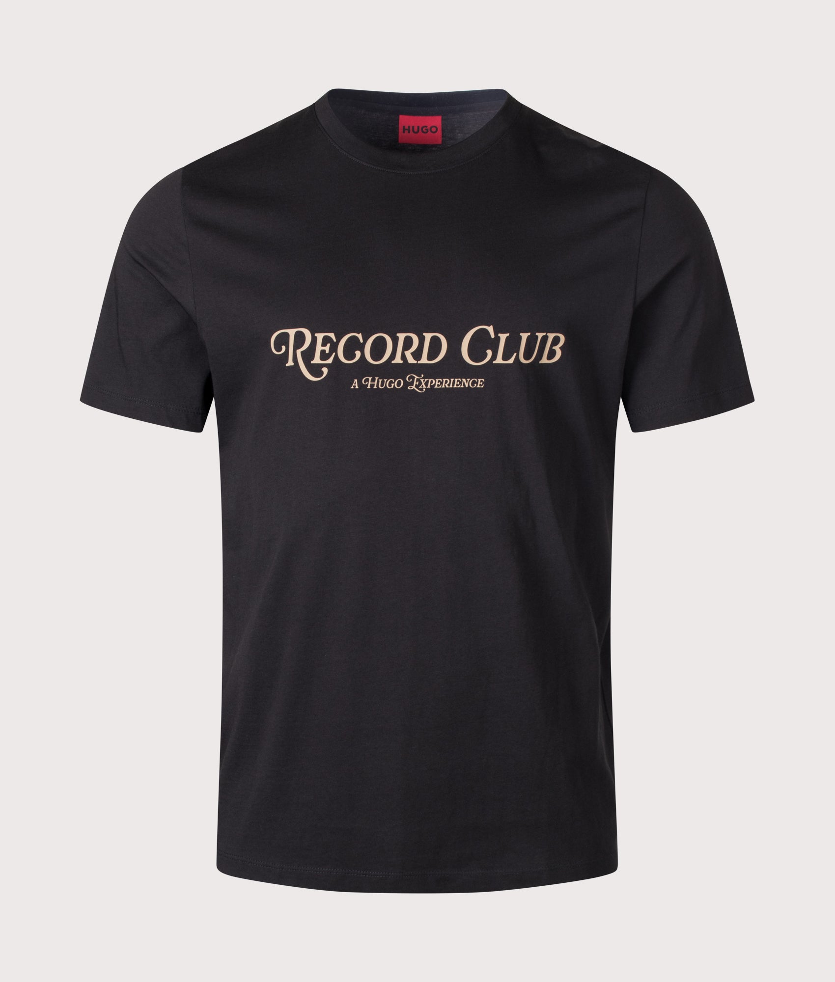 HUGO Regular Fit Durectee T-Shirt in Black at EQVVS Menswear. Front shot.