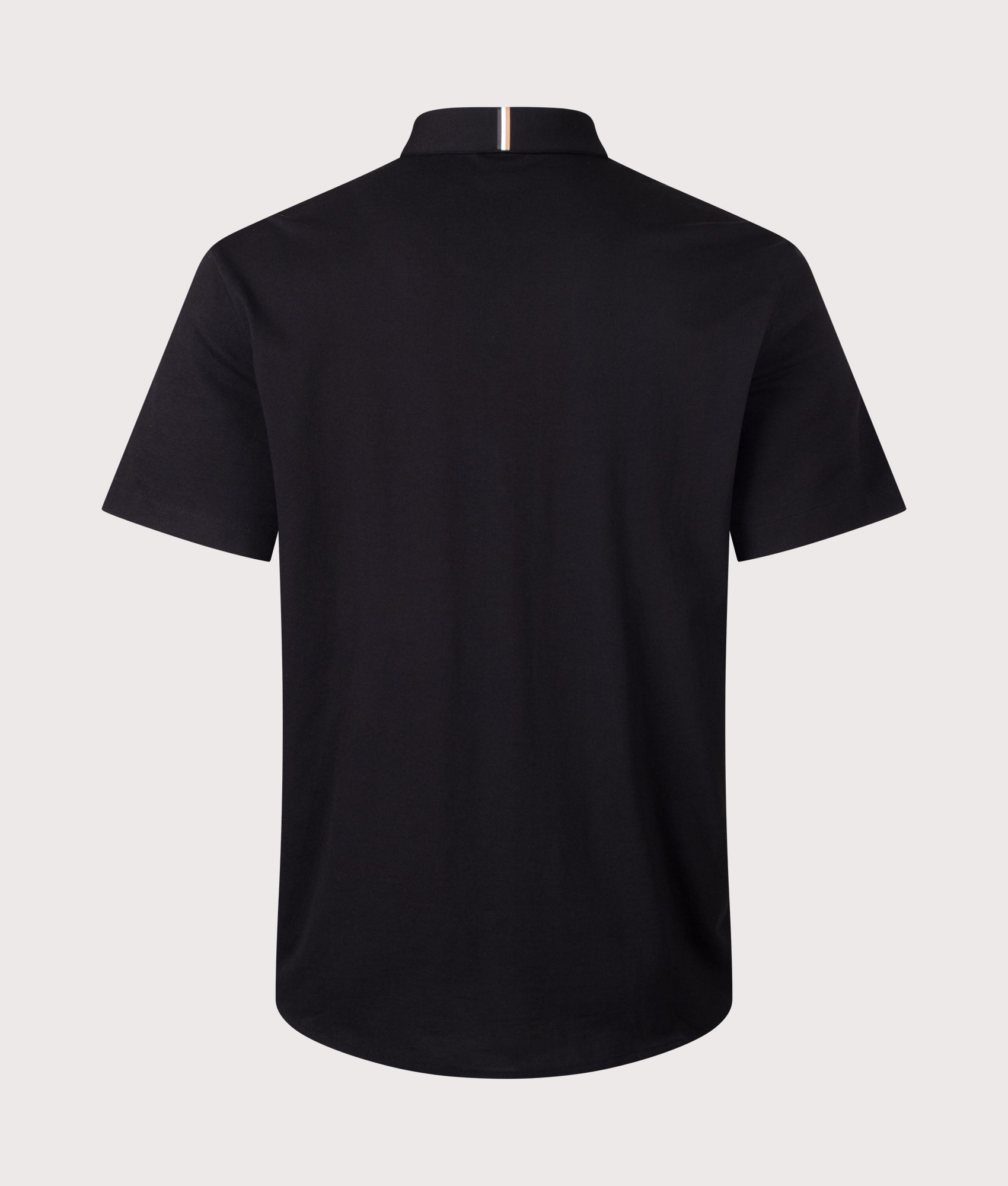 BOSS GOC Swing Short Sleeve Shirt in Black at EQVVS Menswear. Back shot.