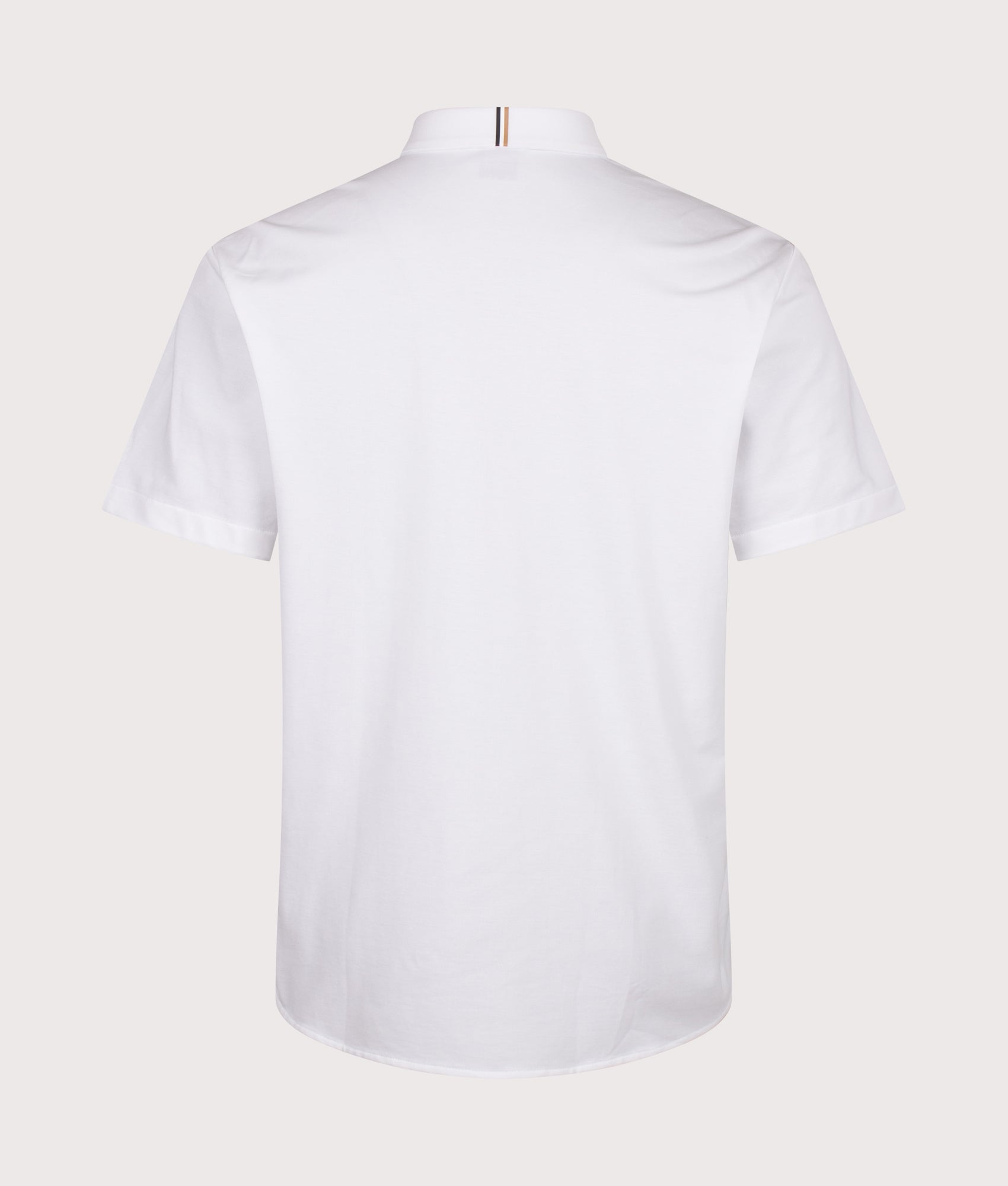 BOSS GOC Swing Short Sleeve Shirt in White at EQVVS Menswear. Back shot.