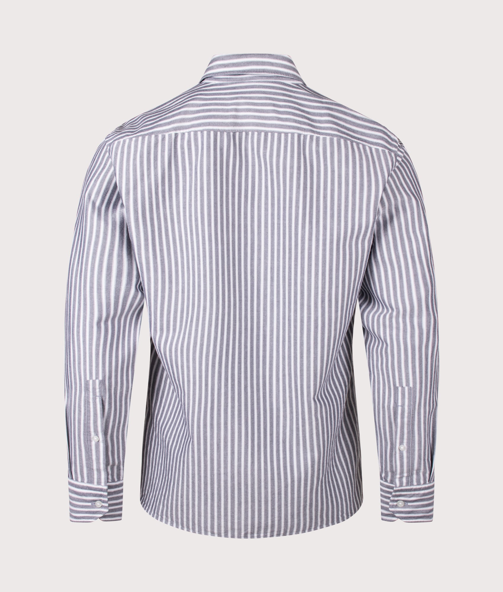 BOSS Regular Fit Ricoplus M Shirt in Dark Blue at EQVVS Menswear. Back shot.