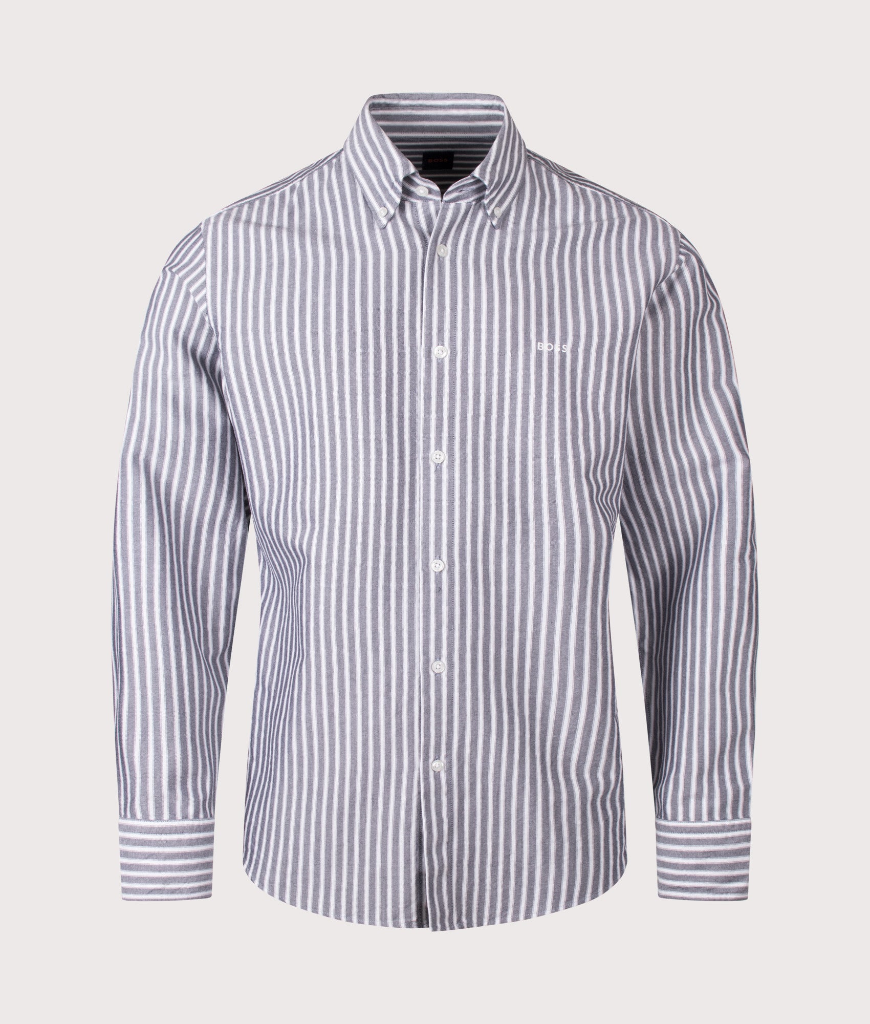 BOSS Regular Fit Ricoplus M Shirt in Dark Blue at EQVVS Menswear. Front shot.