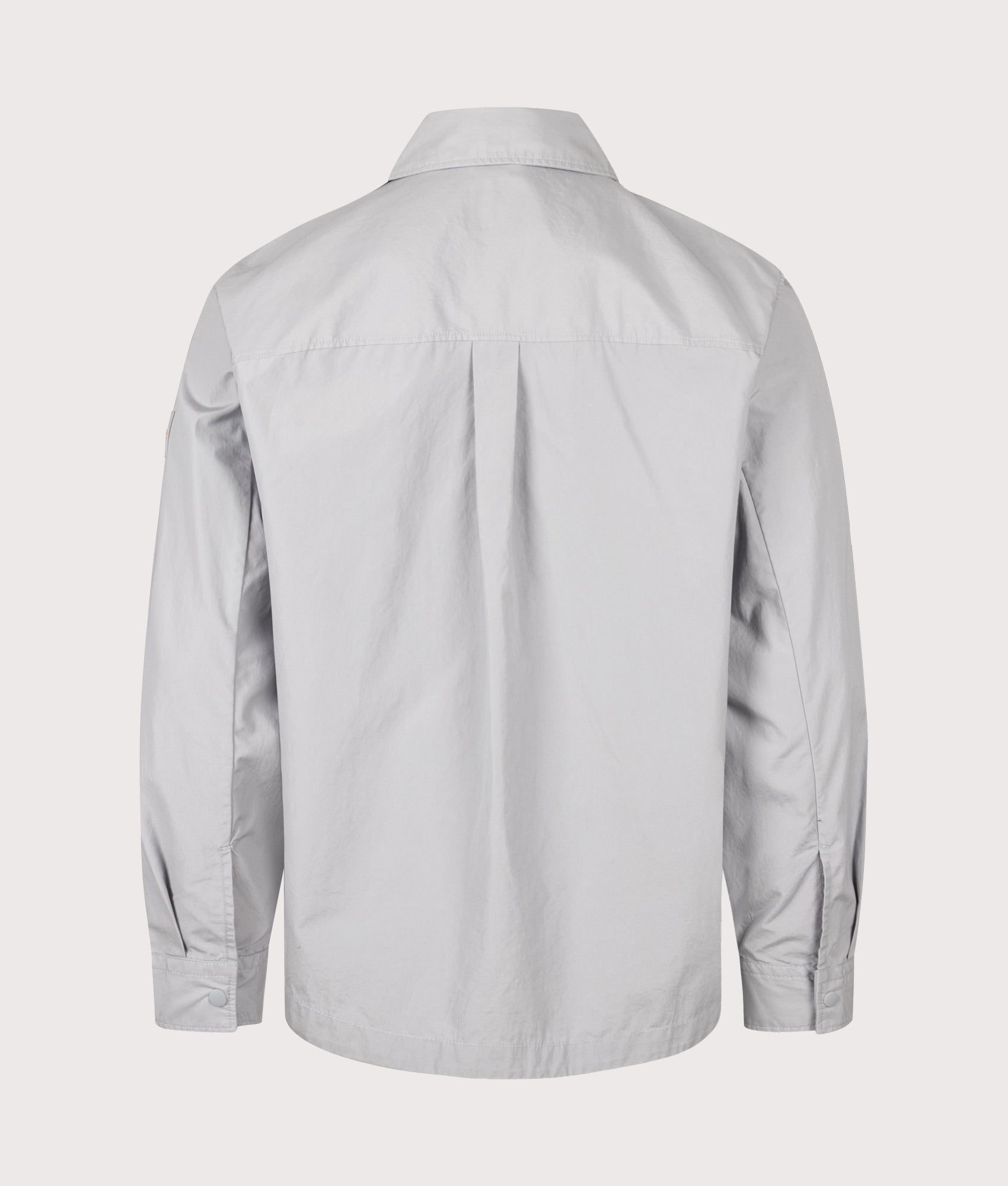 BOSS Oversized Lutti M Overshirt in Open Grey at EQVVS Menswear. Back shot.
