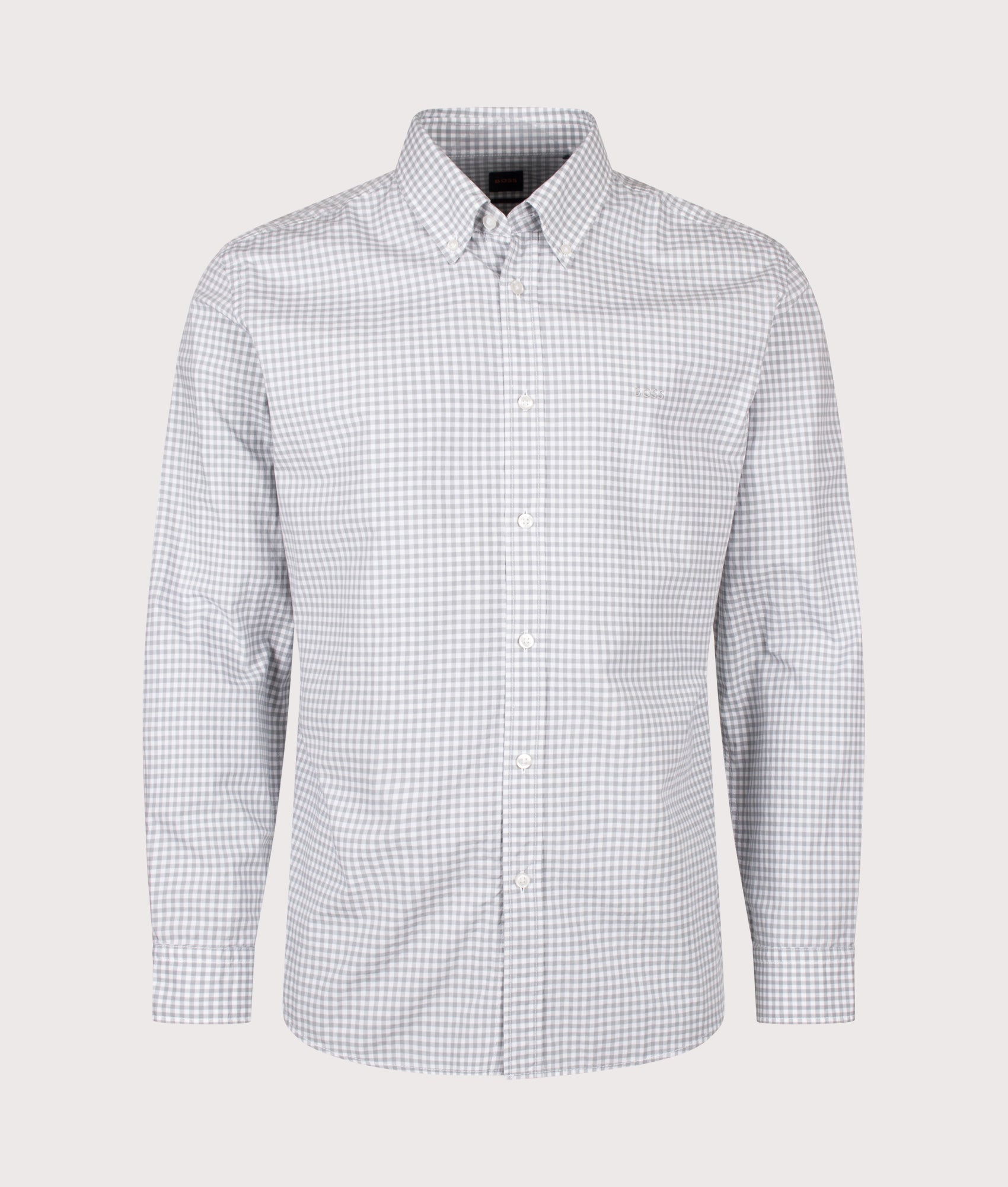 BOSS Rickert M Shirt in White at EQVVS Menswear. Front shot.