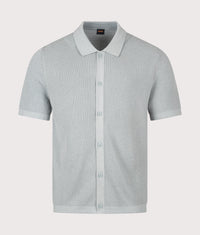 Relaxed Fit Akepalo Knitted Polo Shirt: 084 Open Grey 