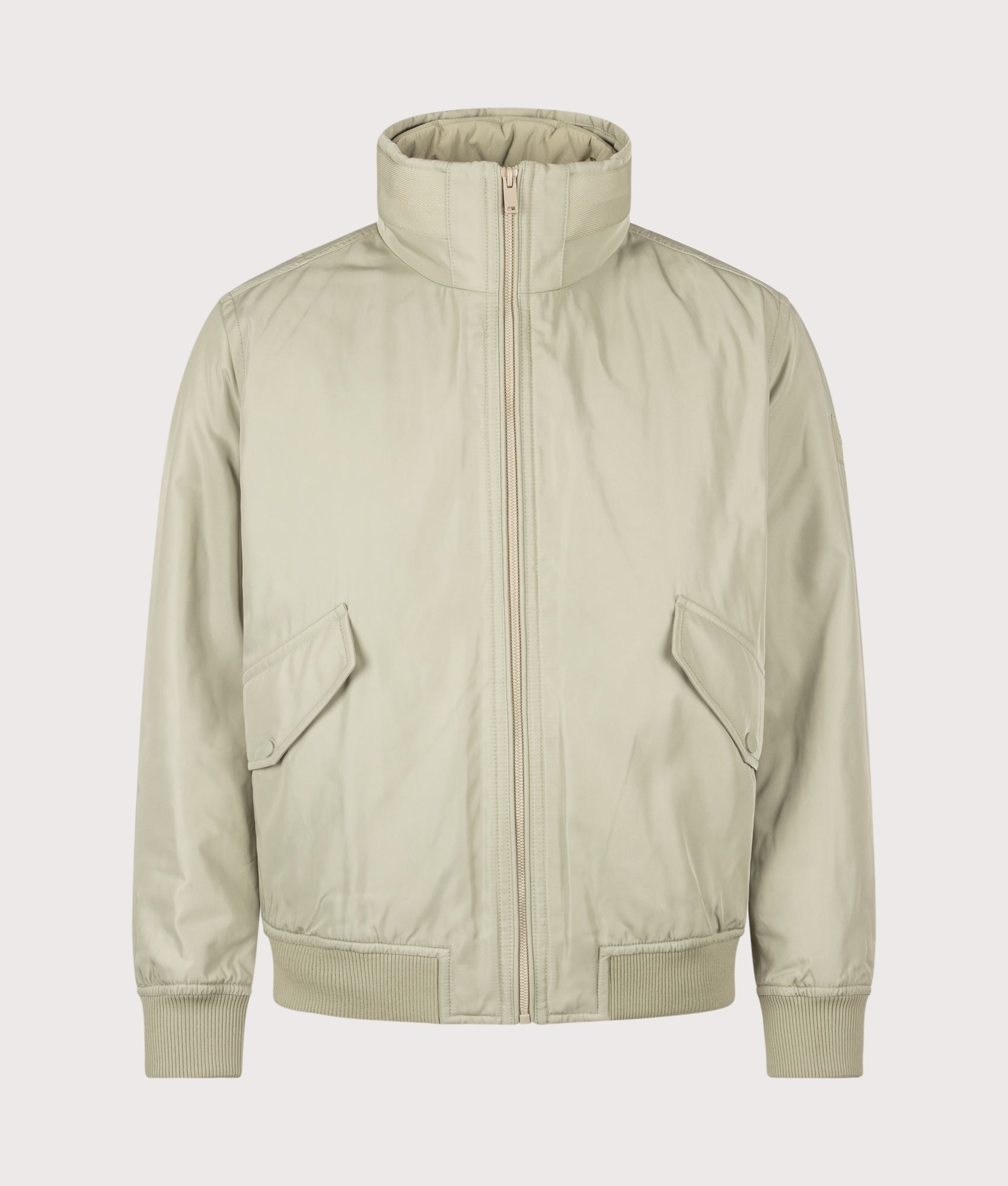 BOSS Relaxed Fit Ojens Jacket in Open Green at EQVVS Menswear. Front shot.