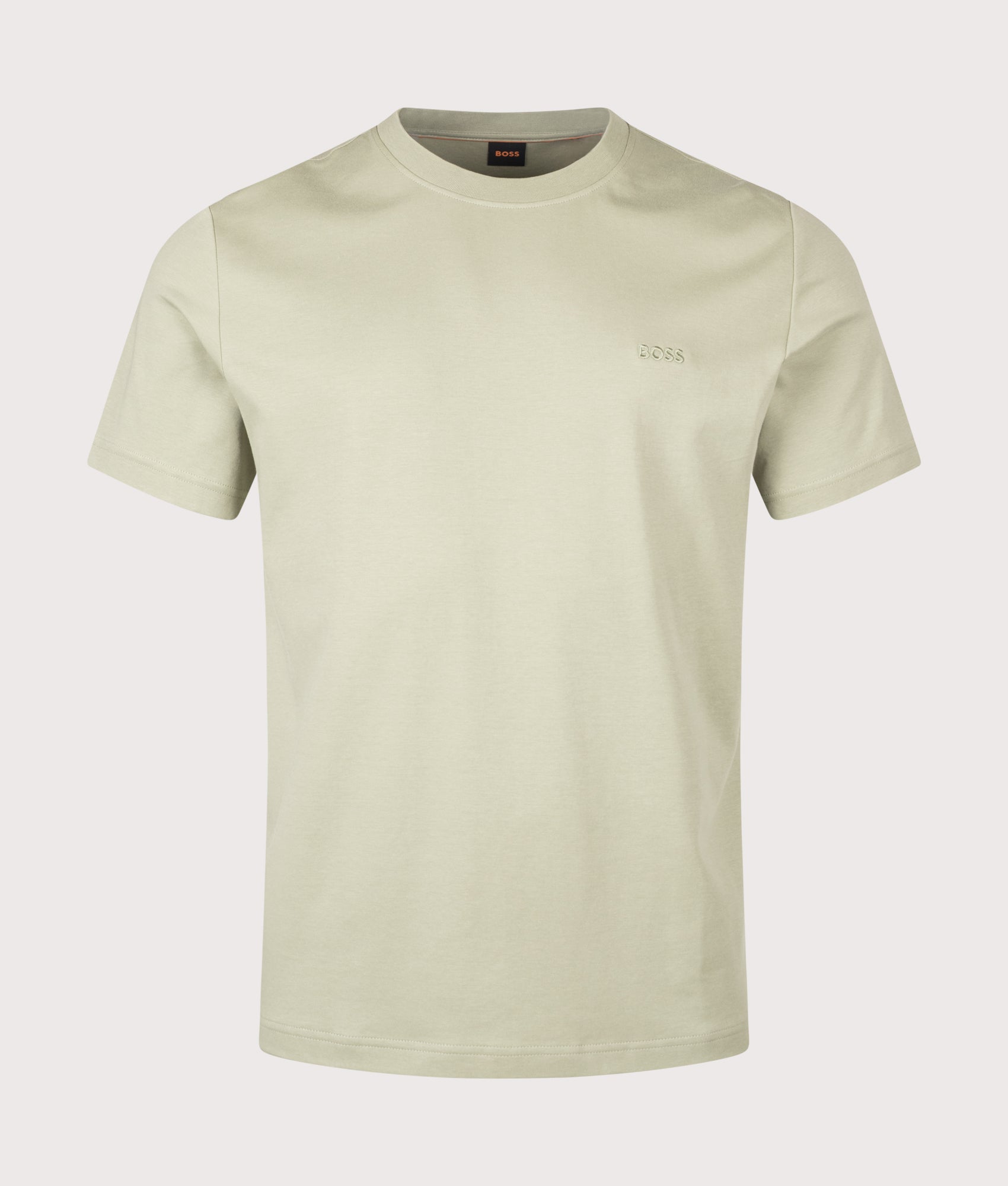 BOSS Regular Fit Te Interlock T-Shirt in Open Green at EQVVS Menswear. Front shot.