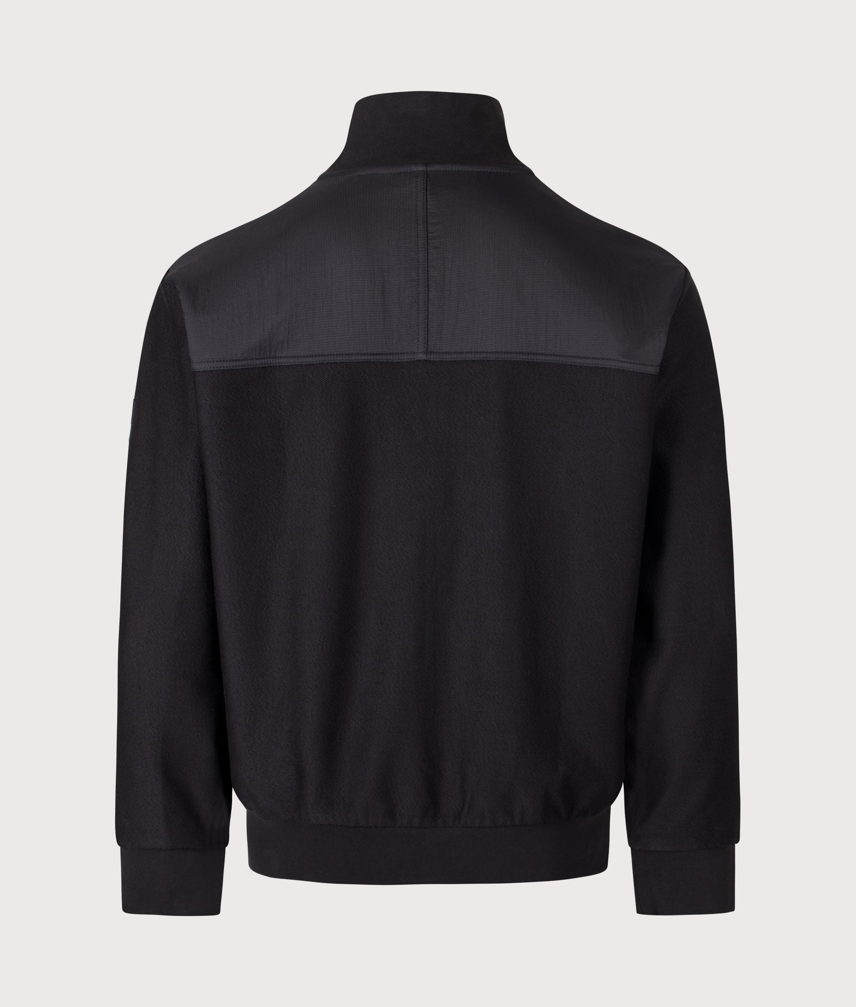 BOSS Relaxed Fit Ze Urban Zip Through Sweatshirt in Black at EQVVS Menswear. Back shot.