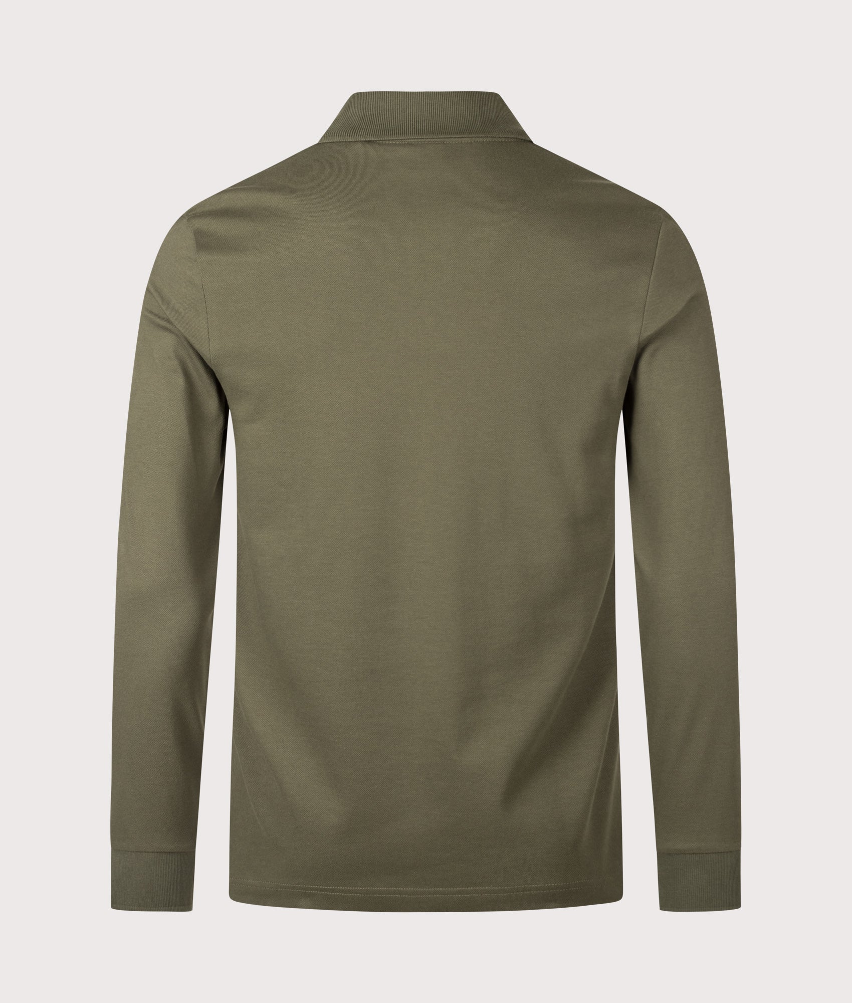 BOSS Slim Fit Passerby Long Sleeve Polo Shirt in Bright Green at EQVVS Menswear. Back shot.