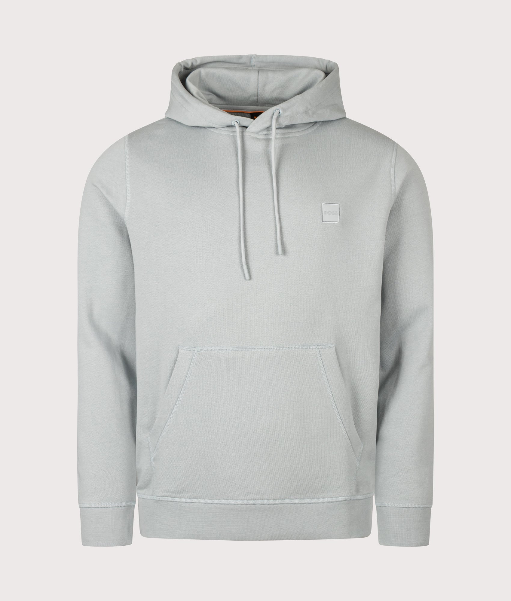 BOSS Wetalk Hoodie in Open Grey at EQVVS Menswear. Front shot.