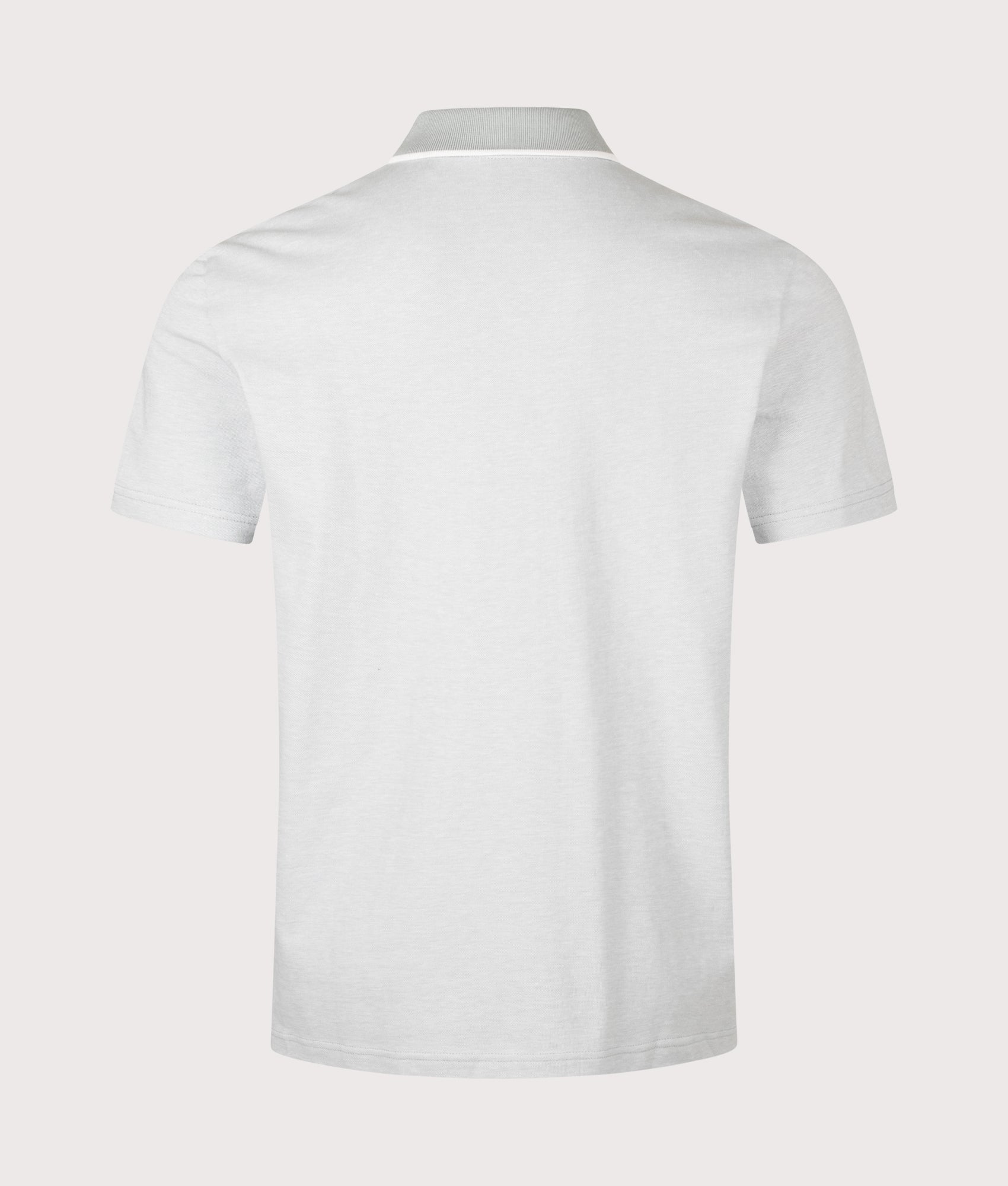 BOSS Regular Fit Passerford Polo Shirt in Open Grey at EQVVS Menswear. Back shot.