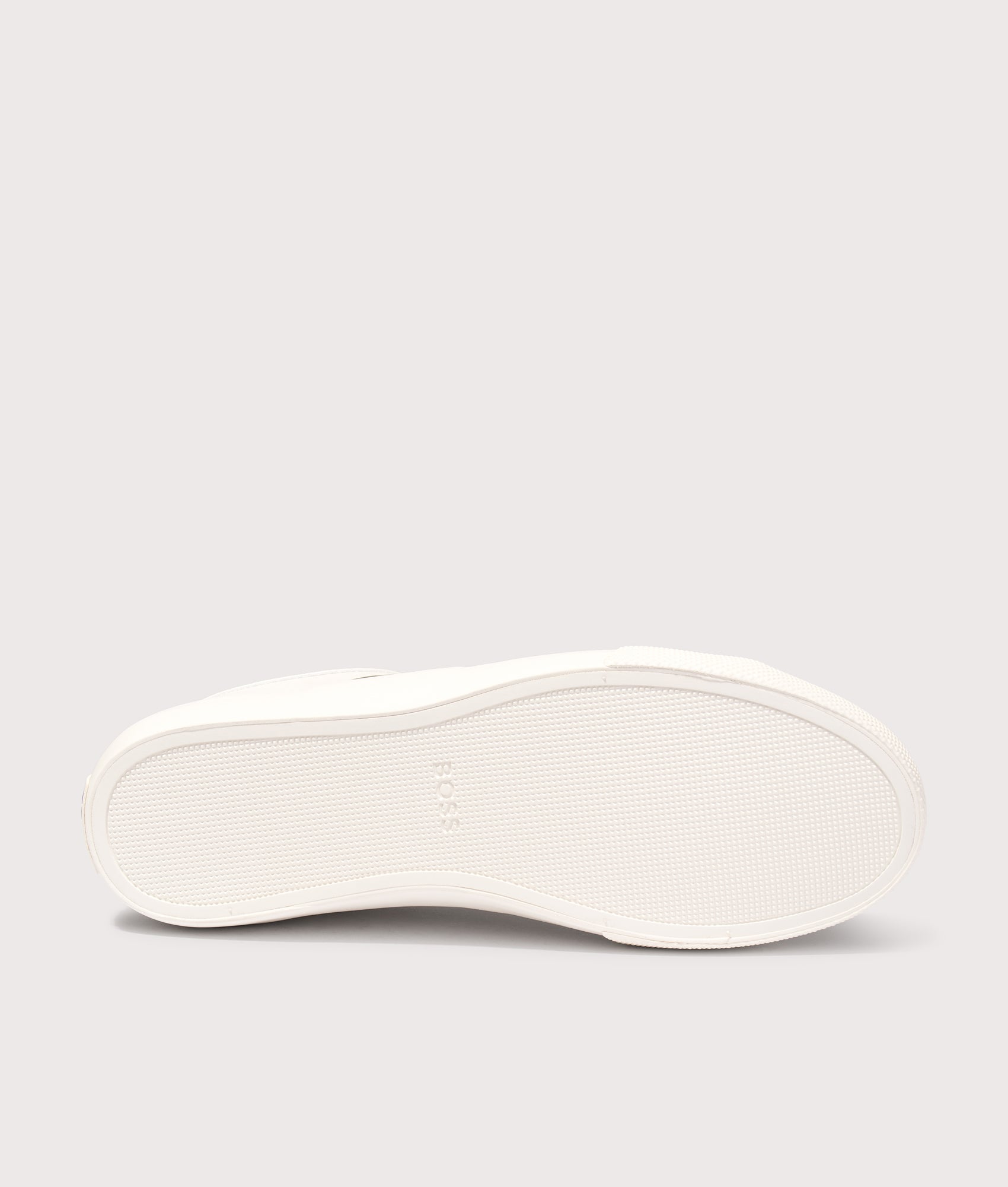 BOSS Aiden Tenn Trainers in Open White at EQVVS Menswear. Tread shot.