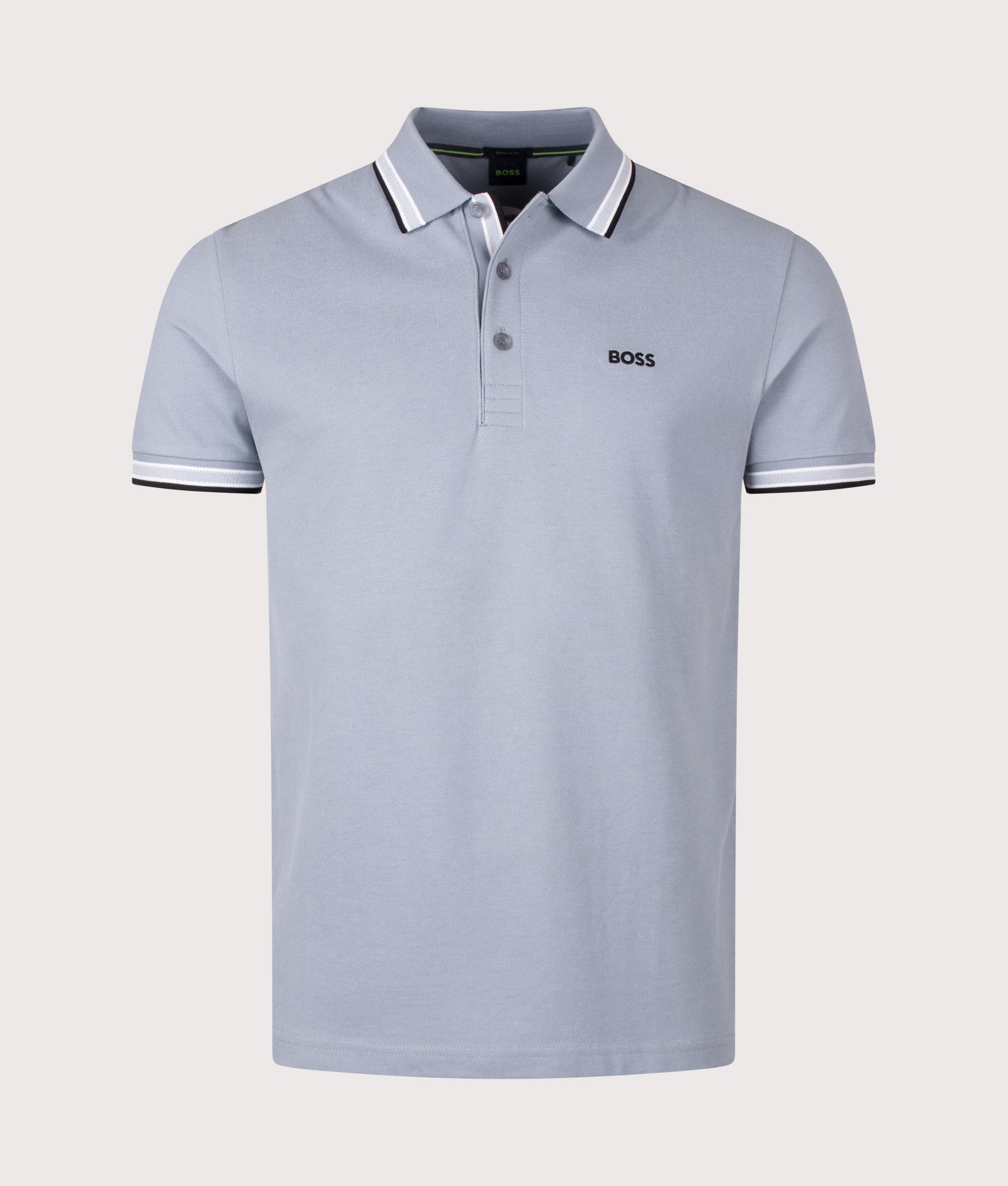 Paddy Polo Shirt in Dark Grey by BOSS. Shot by EQVVS. Front shot.