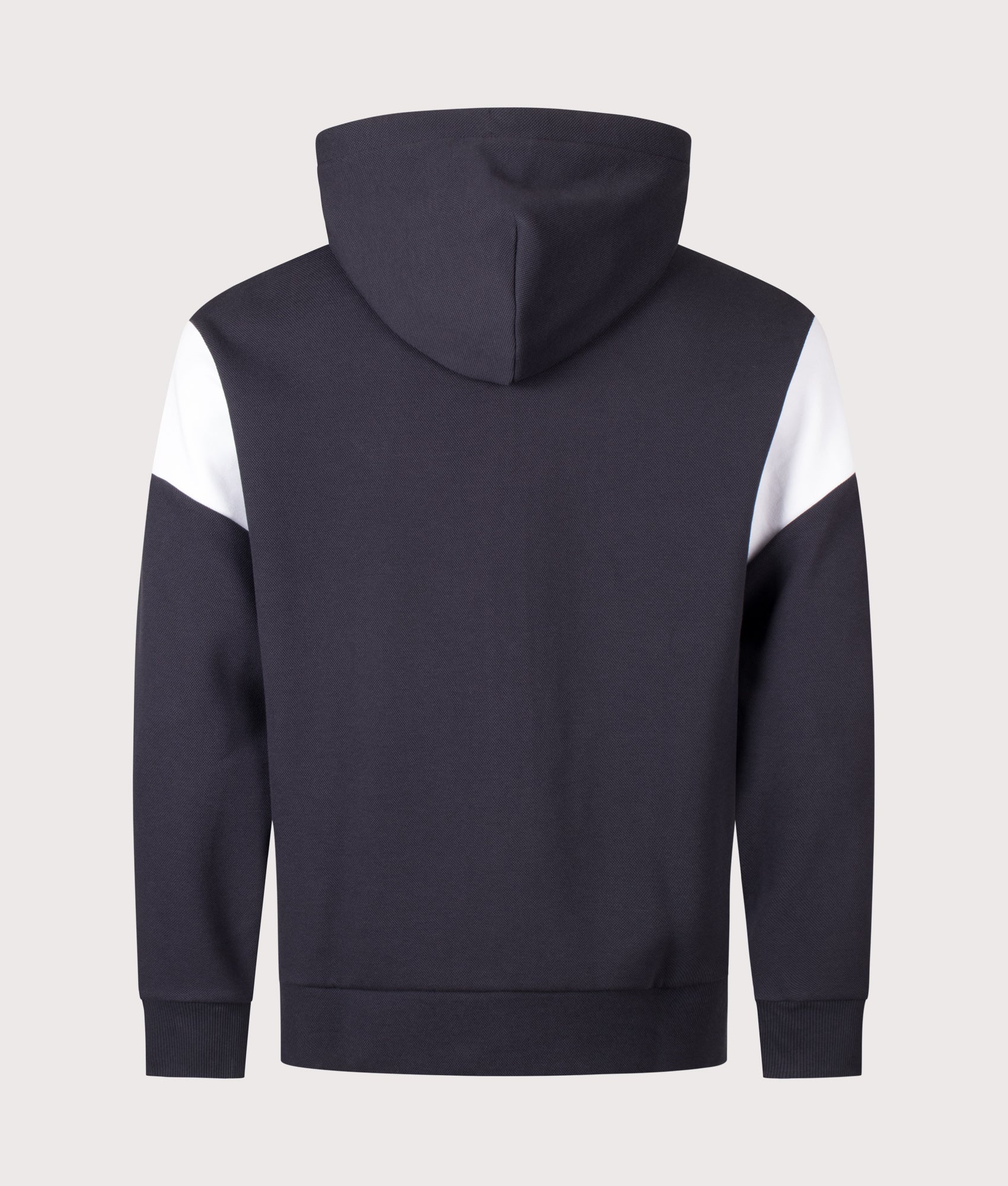 BOSS Regular Fit Union Saggy Hoodie in Dark Blue at EQVVS Menswear. Back shot.