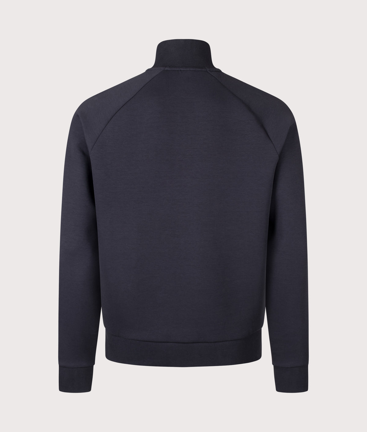 BOSS Regular Fit Quarter Zip Sweatshirt in Dark Blue at EQVVS Menswear. Back shot.