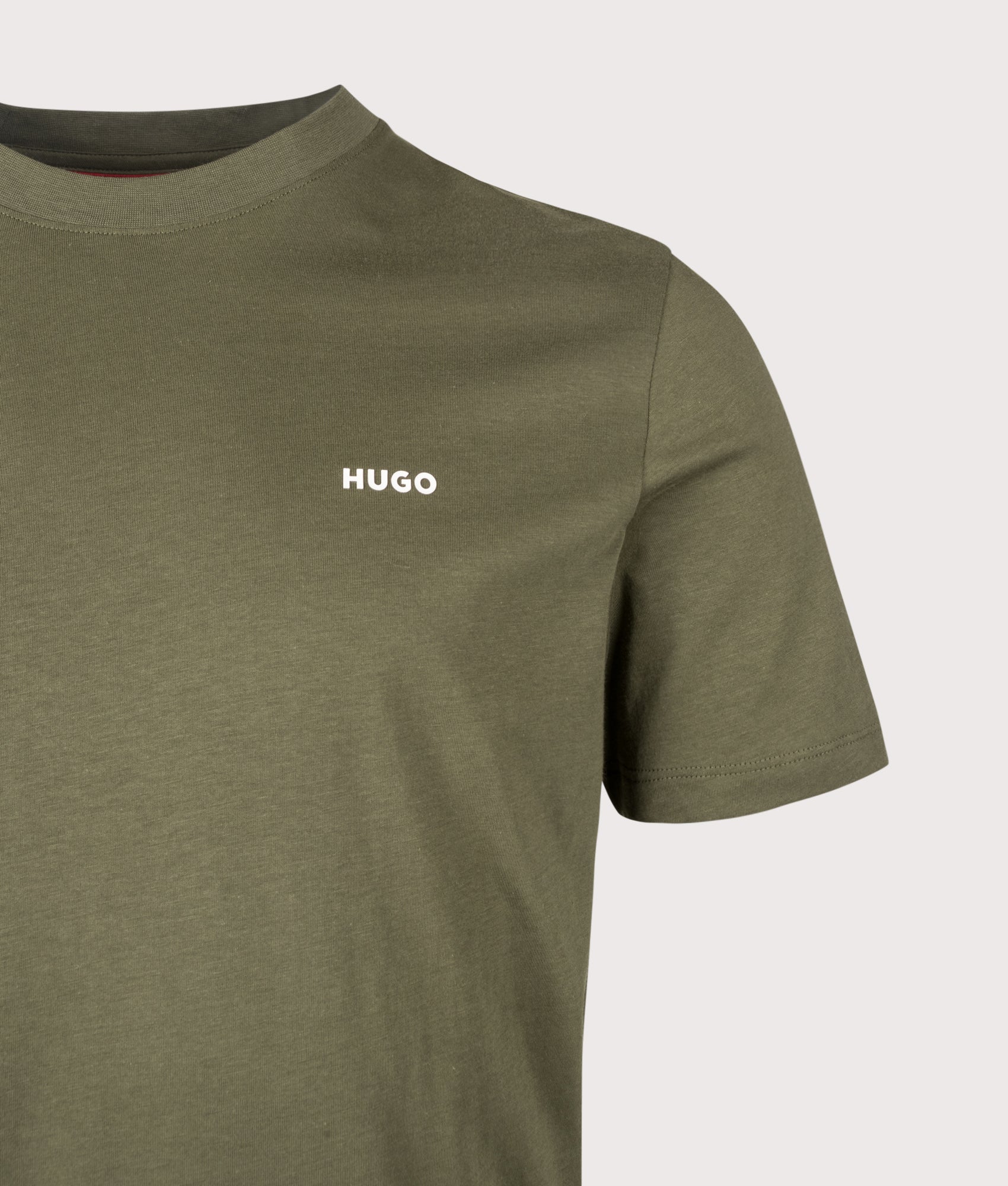 HUGO Dero222 T-Shirt in Open Green at EQVVS Menswear. Detail shot.