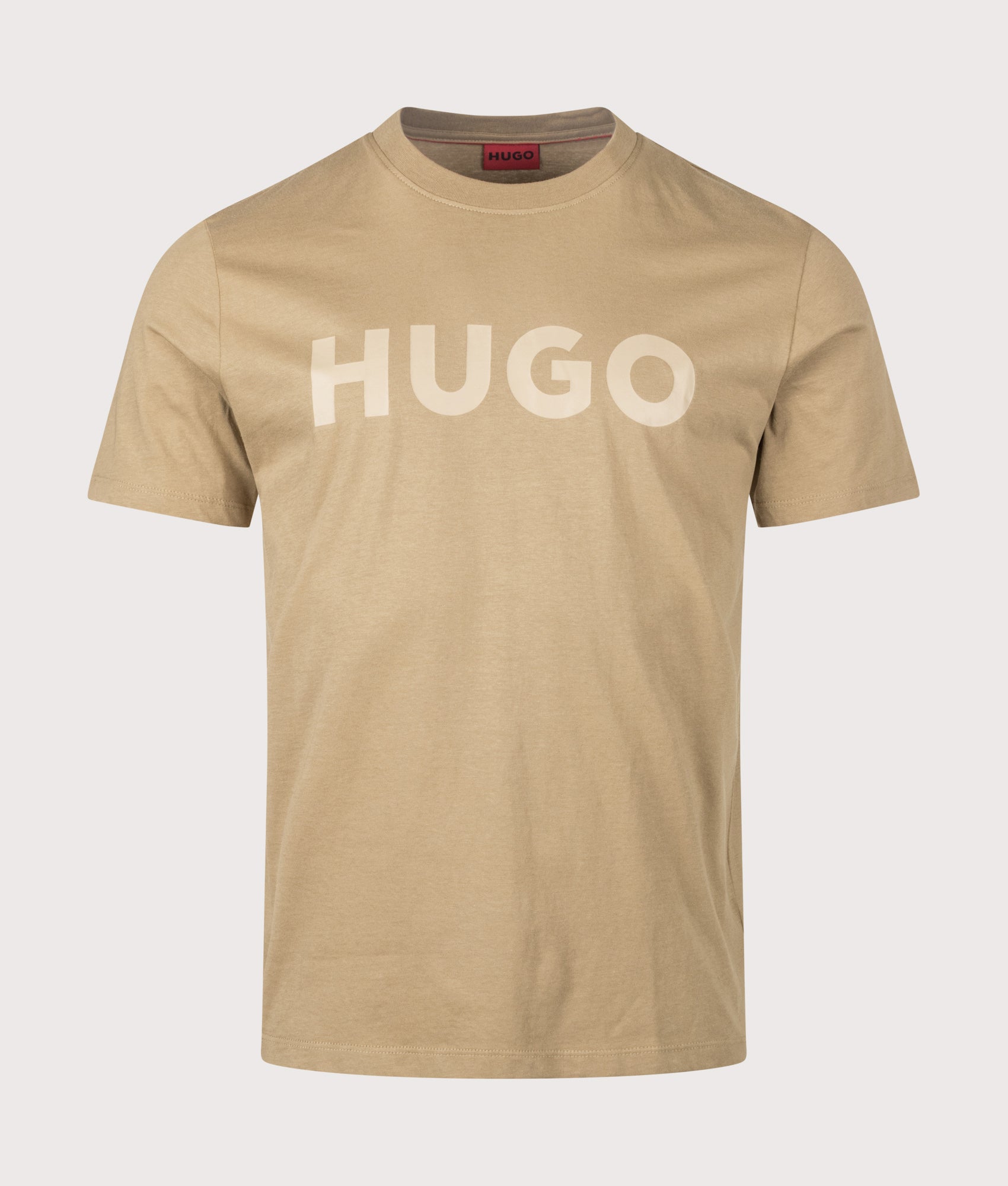 HUGO Dulivio T-Shirt in Beige Overflow at EQVVS Menswear. Front shot.
