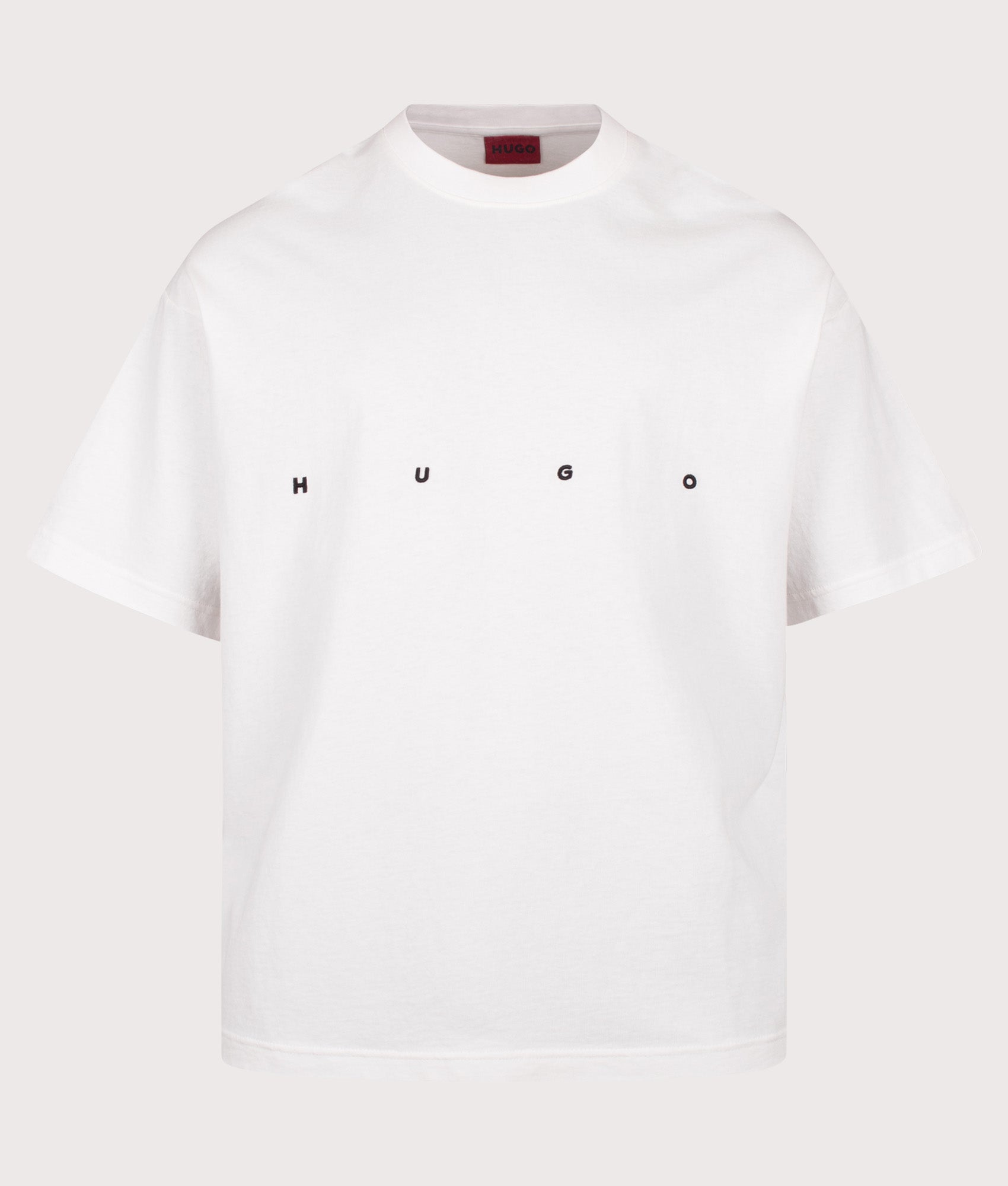 HUGO Oversized Dariso T-Shirt in Natural at EQVVS Menswear. Detail shot.