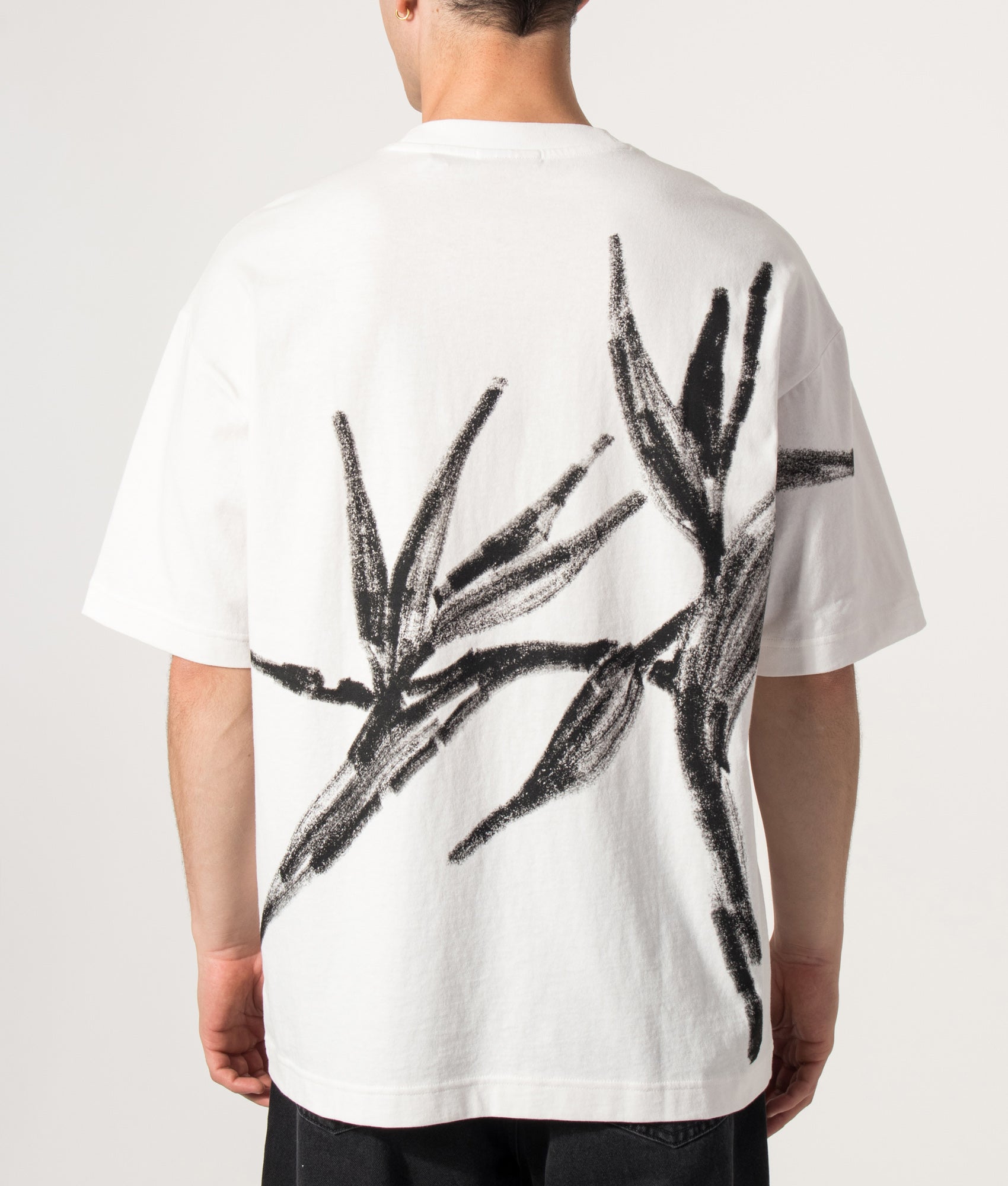 HUGO Oversized Dariso T-Shirt in Natural at EQVVS Menswear. Model back shot.