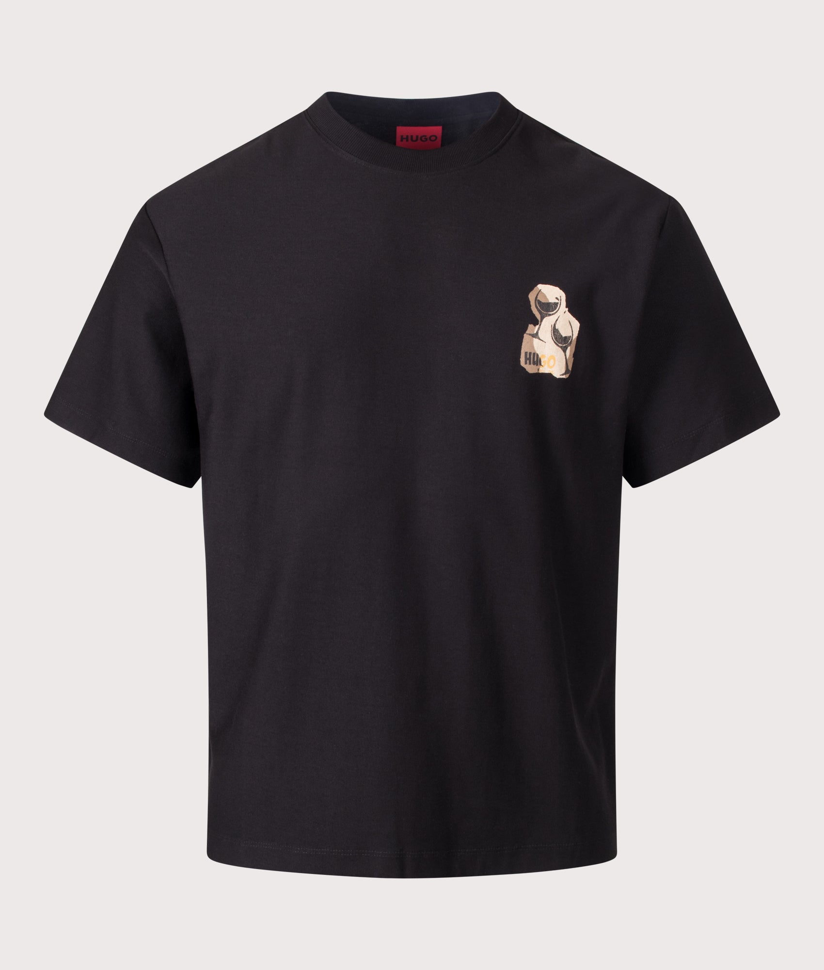 HUGO Relaxed Fit Detzi T-Shirt in Black at EQVVS Menswear. Front shot.