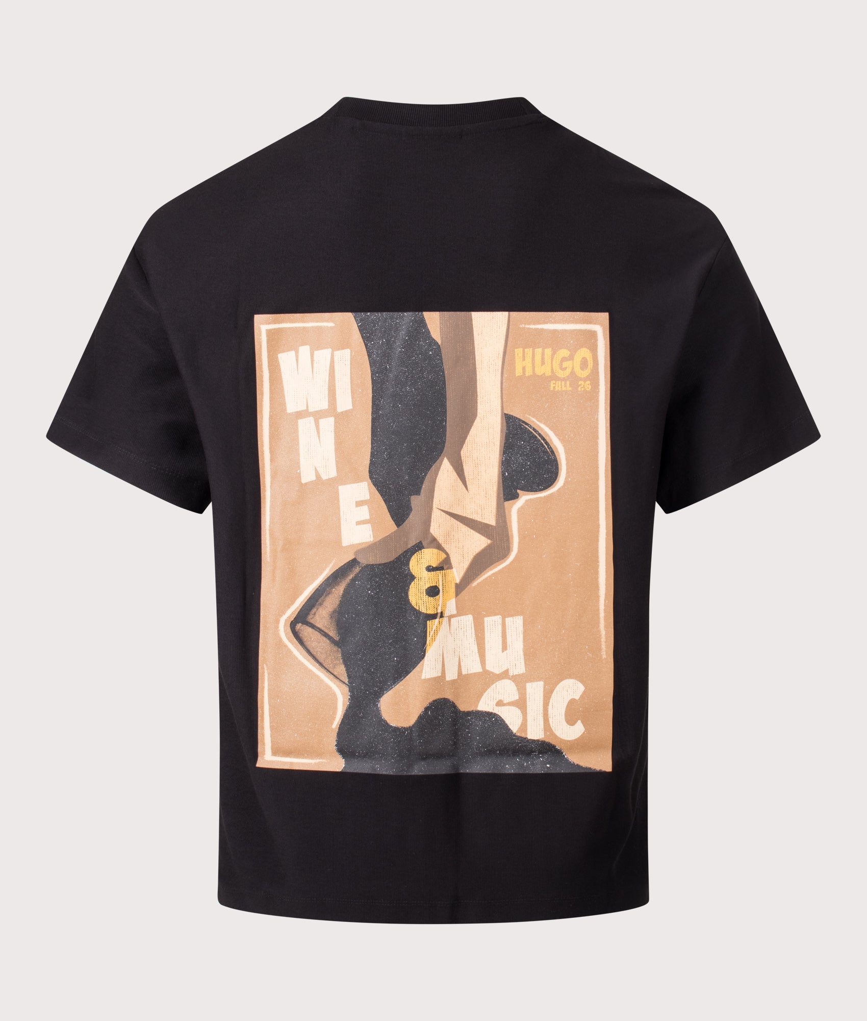 HUGO Relaxed Fit Detzi T-Shirt in Black at EQVVS Menswear. Back shot.
