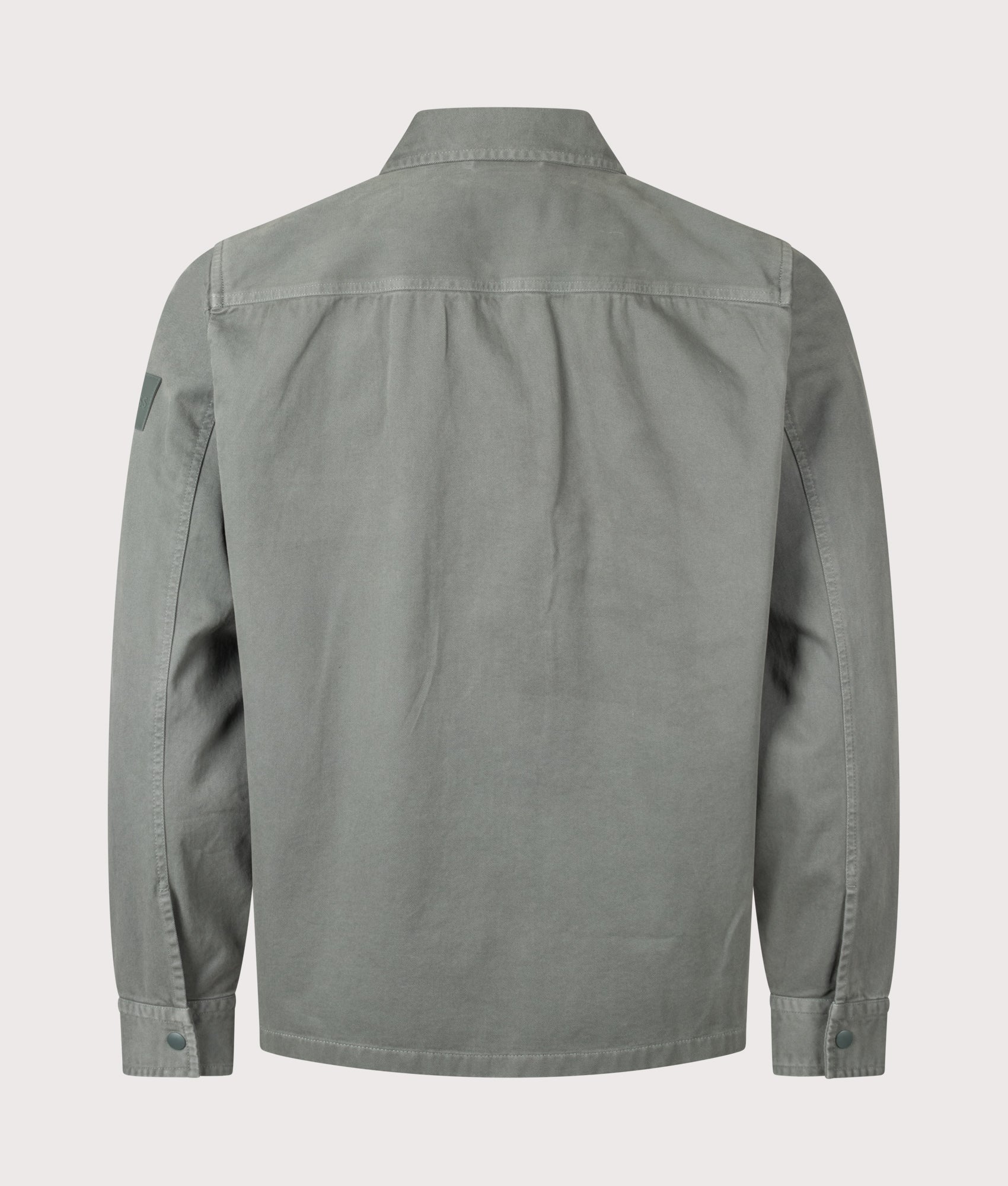 BOSS Oversized Fit Lorum Shirt in Open Green at EQVVS Menswear. Back shot.