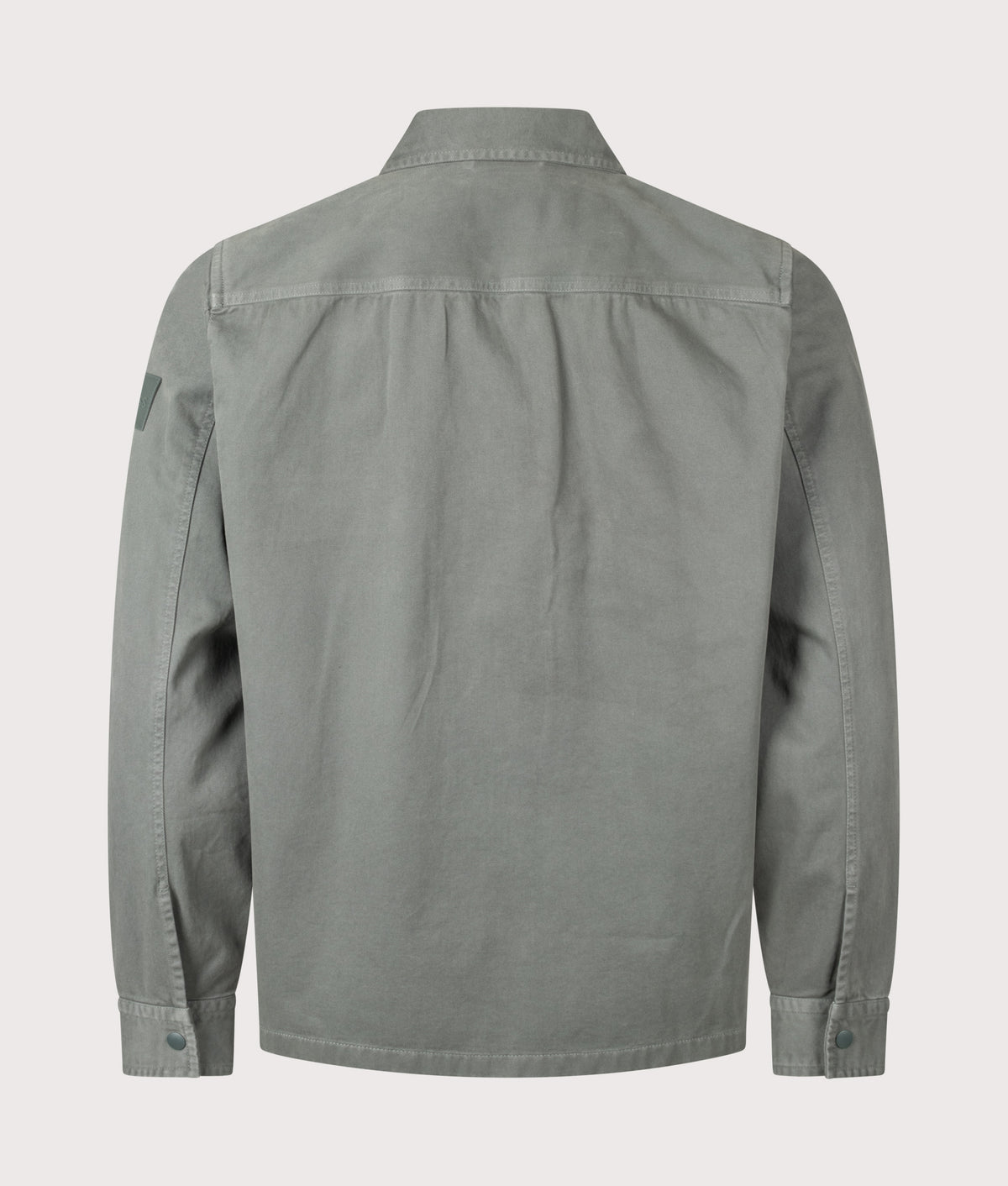 BOSS Oversized Fit Lorum Shirt in Open Green at EQVVS Menswear. Back shot.