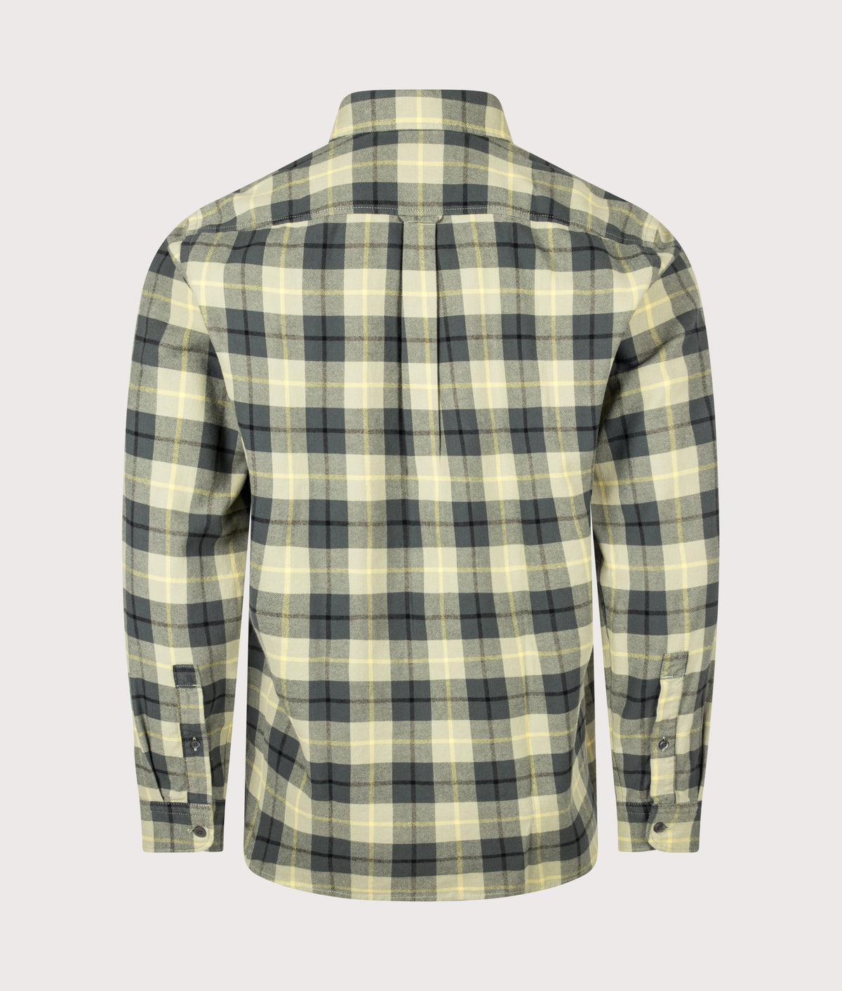 BOSS Regular Fit Rickert M Plaid Shirt in Open Green at EQVVS Menswear. Back shot.