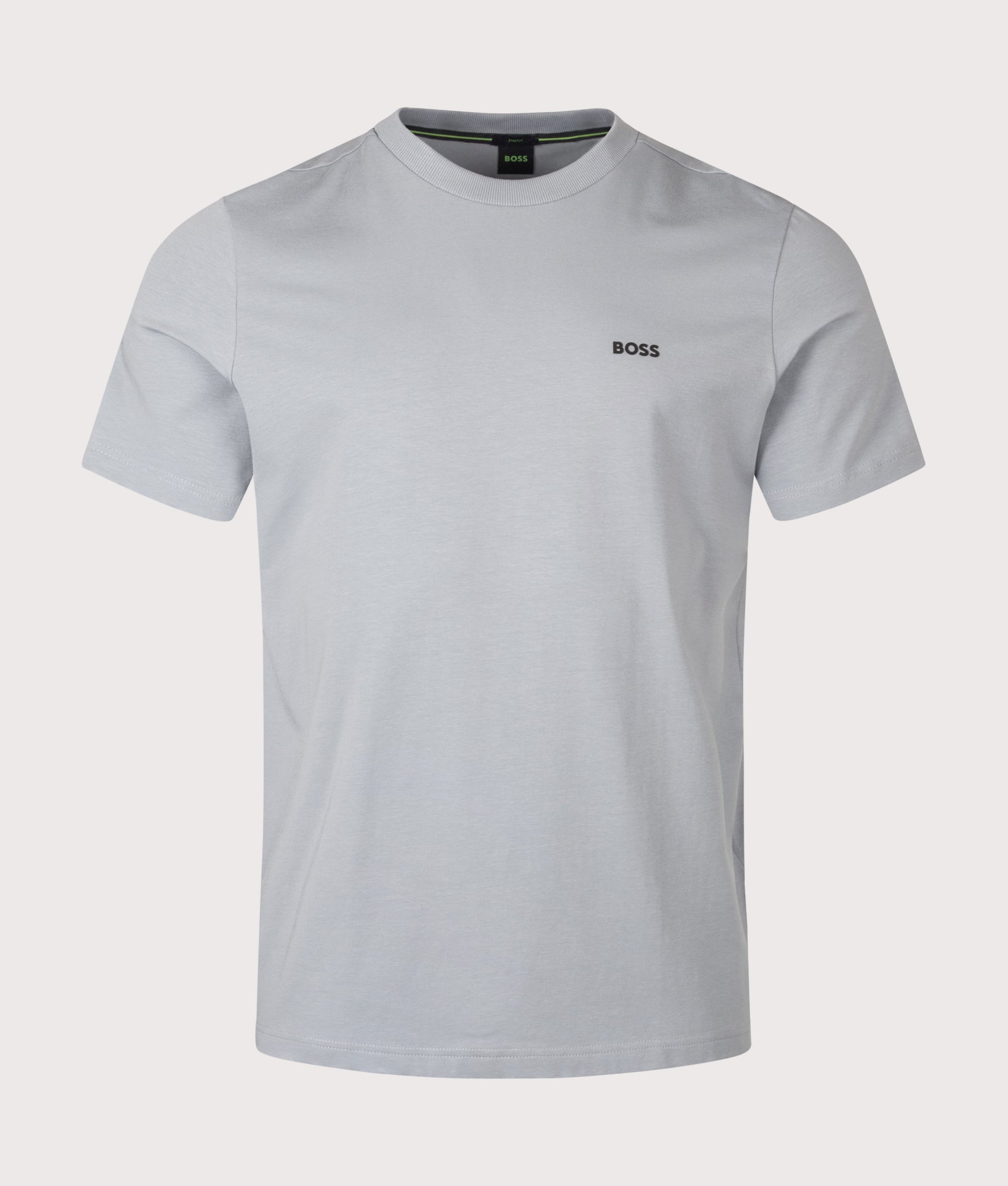 BOSS Regular Fit Crew Neck Tee T-Shirt in Dark Grey at EQVVS Menswear. Front shot.